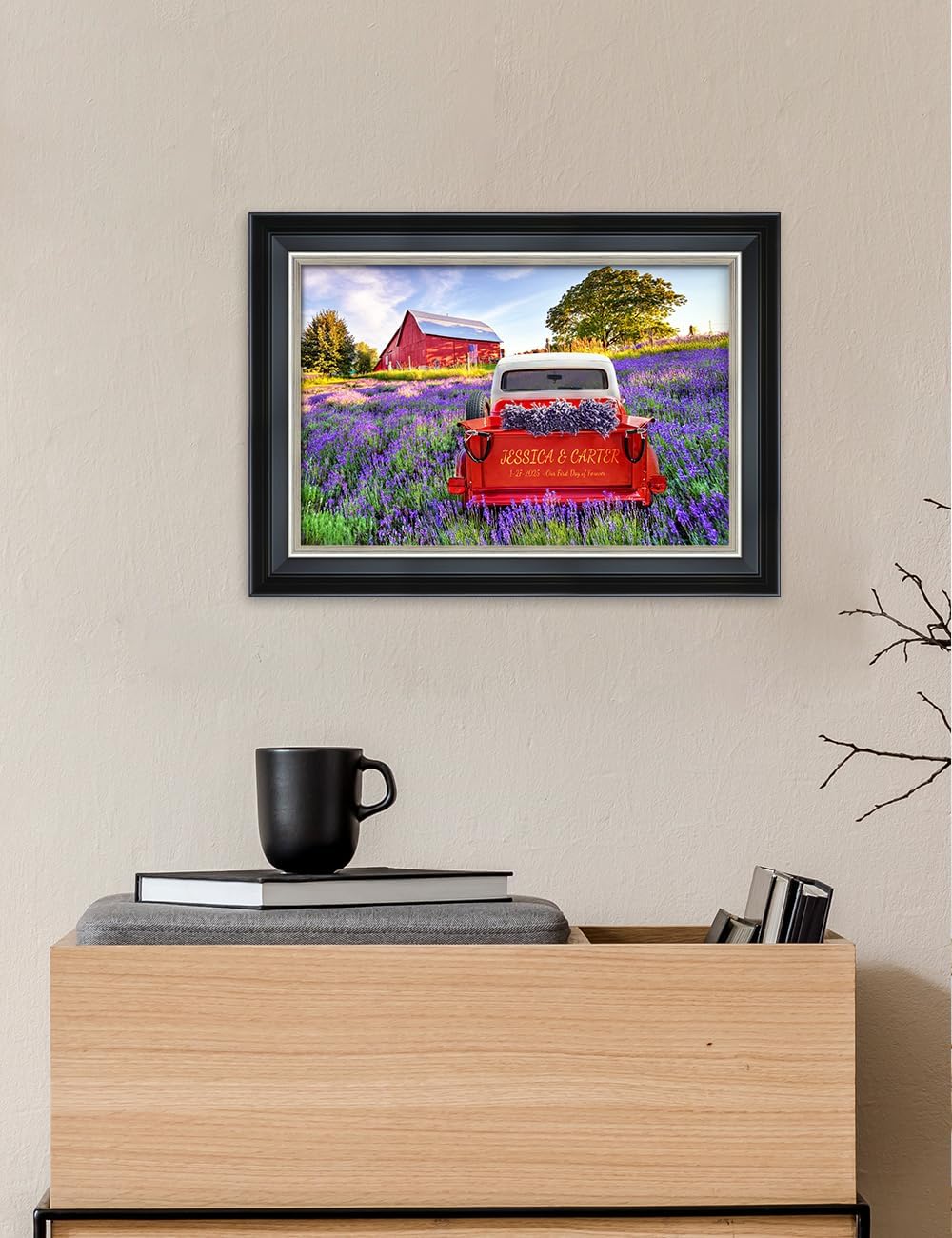 IPIC - Timeless Love Through the Seasons, Spring, Personalized Framed Wall Art with Names, Romantic Gift for the Partner, Custom Artwork with Solid Wood Frame for Couples' Bedroom or Living Room