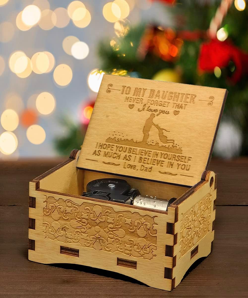 Daughter Gifts from Dad, Wooden Music Box, Dad to Daughter Gifts, Suitable for Birthday/Christmas/Keepsake