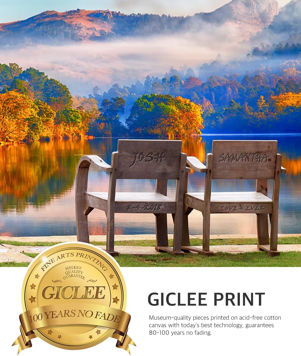IPIC - Grow Old Together, Personalized Artwork with Names and Date on for Home Decor, Customized Gift for Anniversary,Wedding,Birthday and Holidays. Picture size: 18x12, Framed Size: 21x15