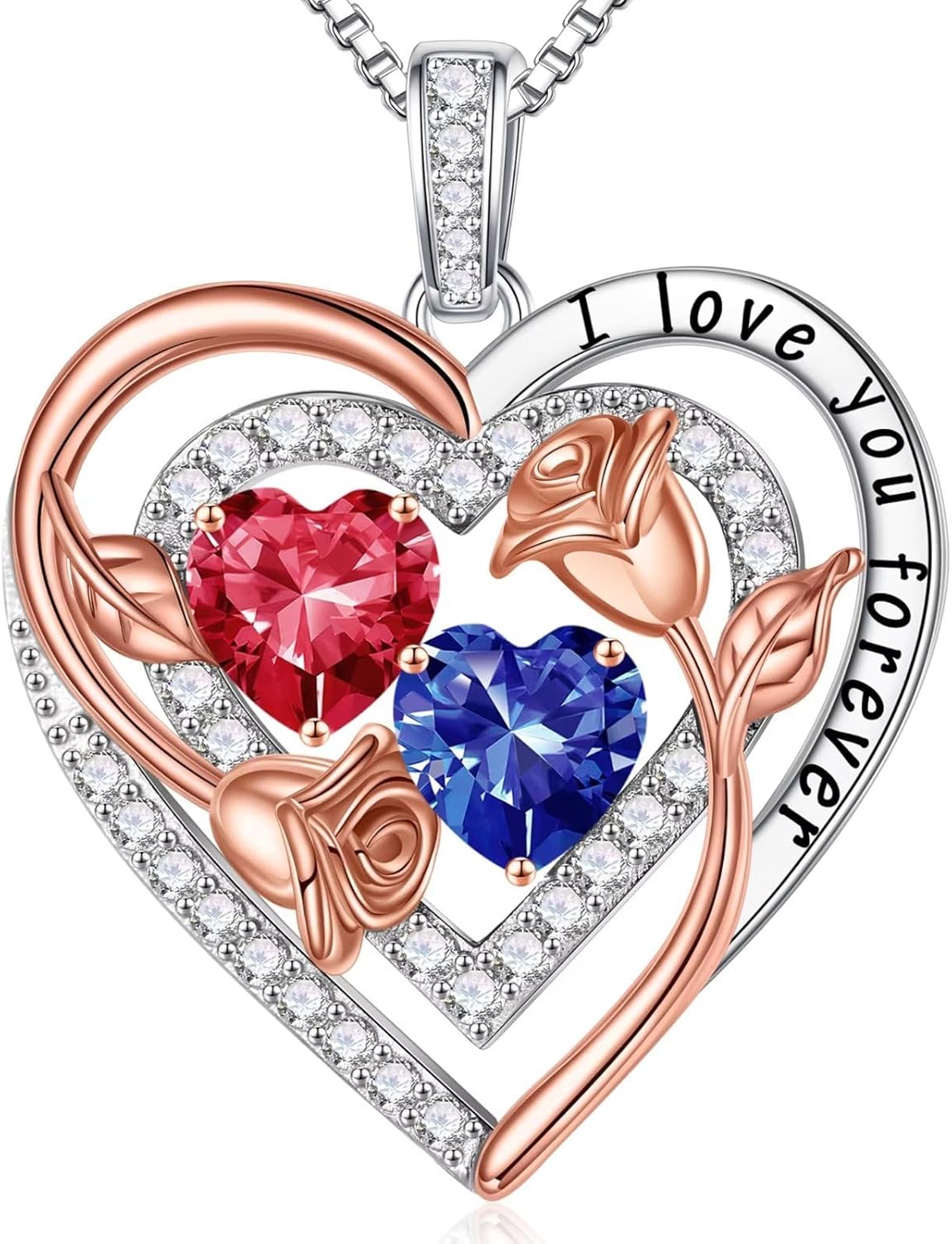 Iefil Birthstone Necklace for Women - Sterling Silver Birthstone Necklace Anniversary Birthday Gifts for Her Wife Mom Daughter