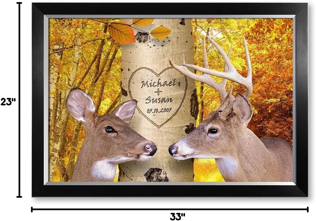 IPIC - Oh My Dear, Personalized Artwork with Names and Date on, Customized Gift for Anniversary,Wedding,Birthday and Holidays. Picture size: 30x20, Framed Size: 33x23