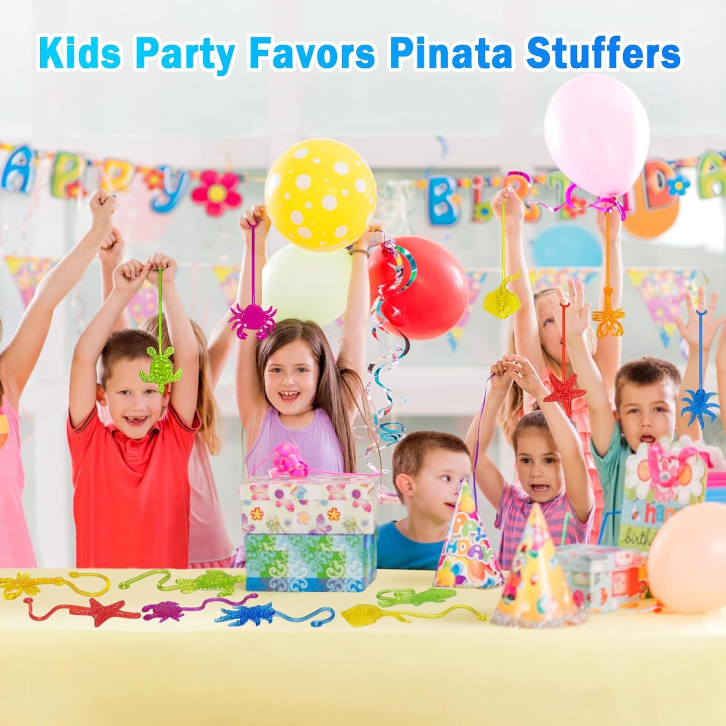 Sticky Hands Bulk 42PCS Ocean Animal Party Favors for Kids Stretchy Sticky Hand Fidget Toys Goodie Bag Stuffers Treasure Box Toys for Classroom Prizes Birthday Party Supplies Easter Egg Fillers