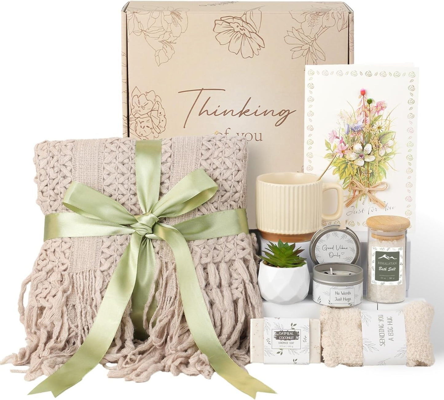 Get Well Gifts for Women - Feel Better Gift Baskets for Women After Surgery, Cancer Care Gifts for Friend, Sick Chemo Care Package, Encouraging Thinking of You Wellness Box For Her, Hug in A Box Gift