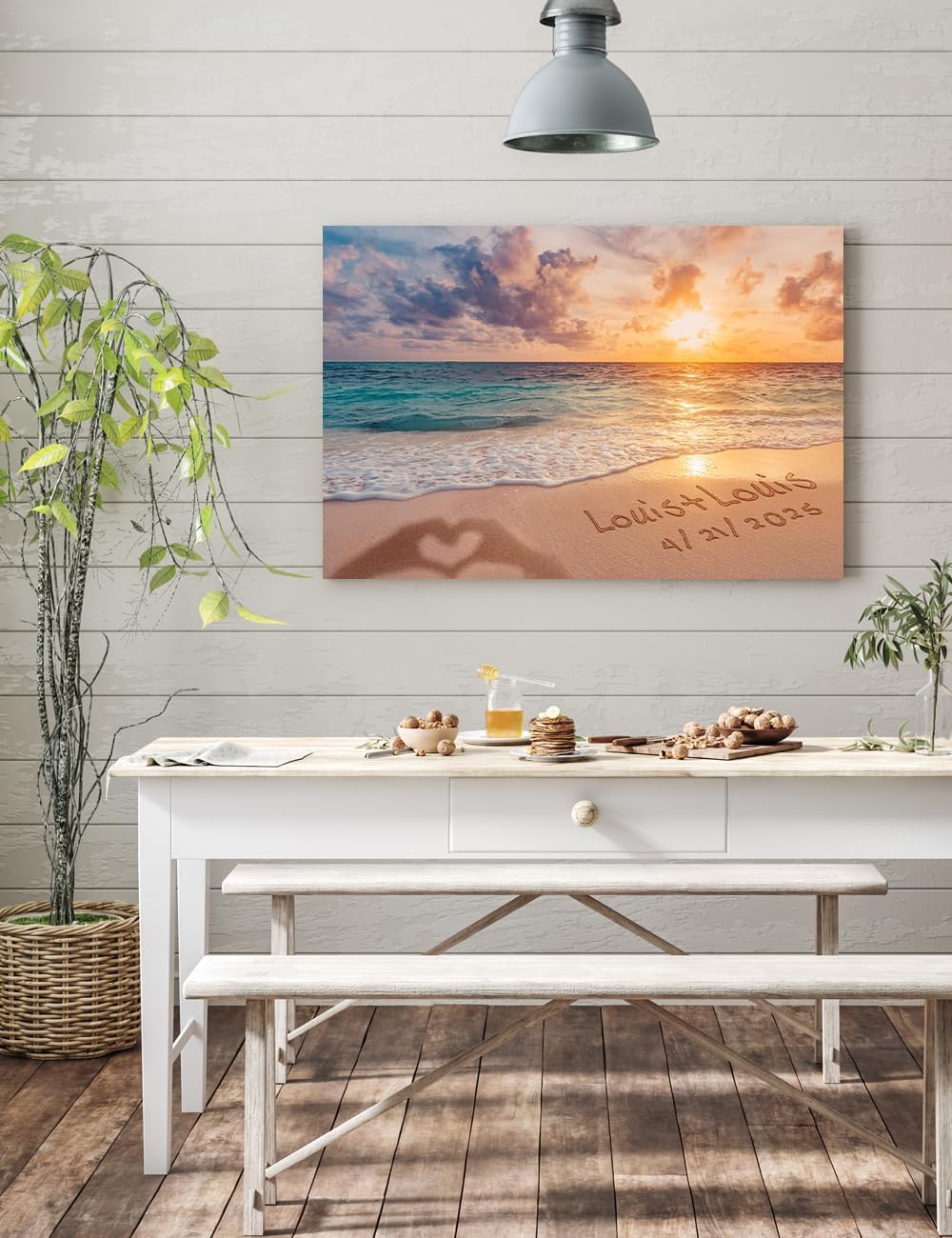 IPIC - "Forever Together Personalized Canvas Wall Art, Custom Beach Scene with Name and Date in Sand, A Personalized Gift for Couple, Wedding, or Anniversary, Coastal Home Decor, Ready to Hang