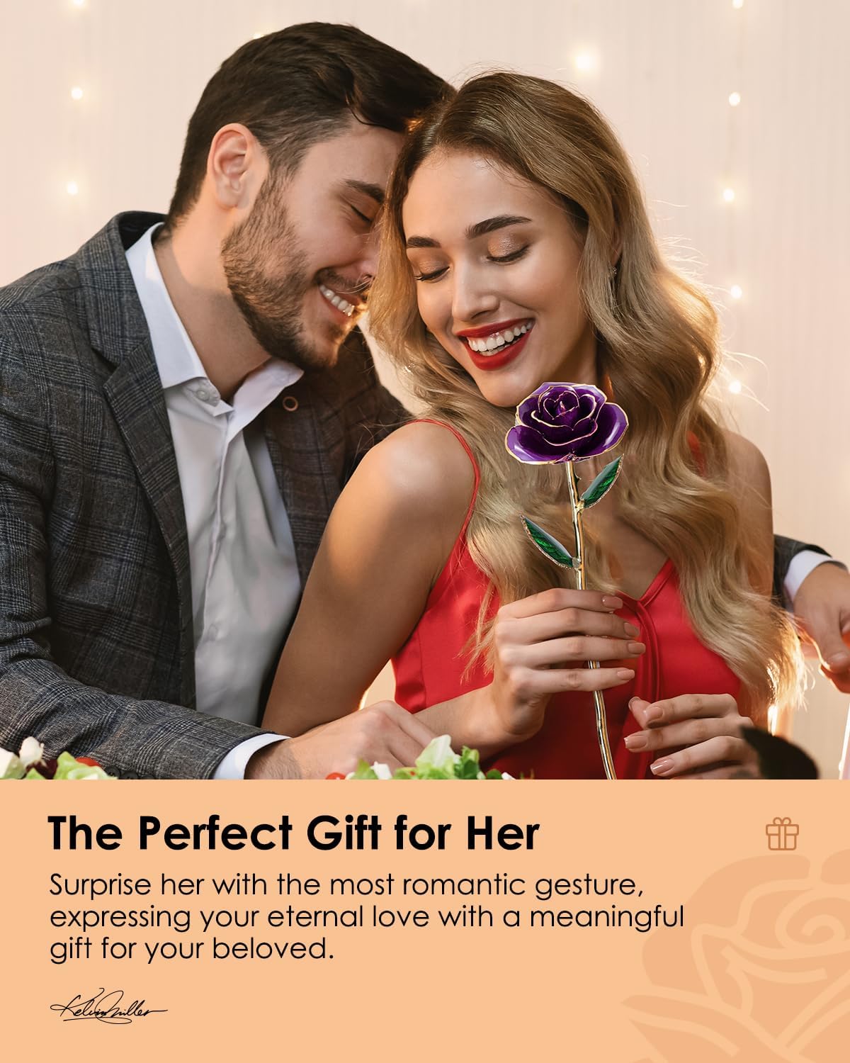 24K Gold Dipped Real Rose – Handcrafted, One of a Kind Gift – Timeless Romantic Present for Birthday, Valentine’s, Mother’s Day, Anniversary (Purple)