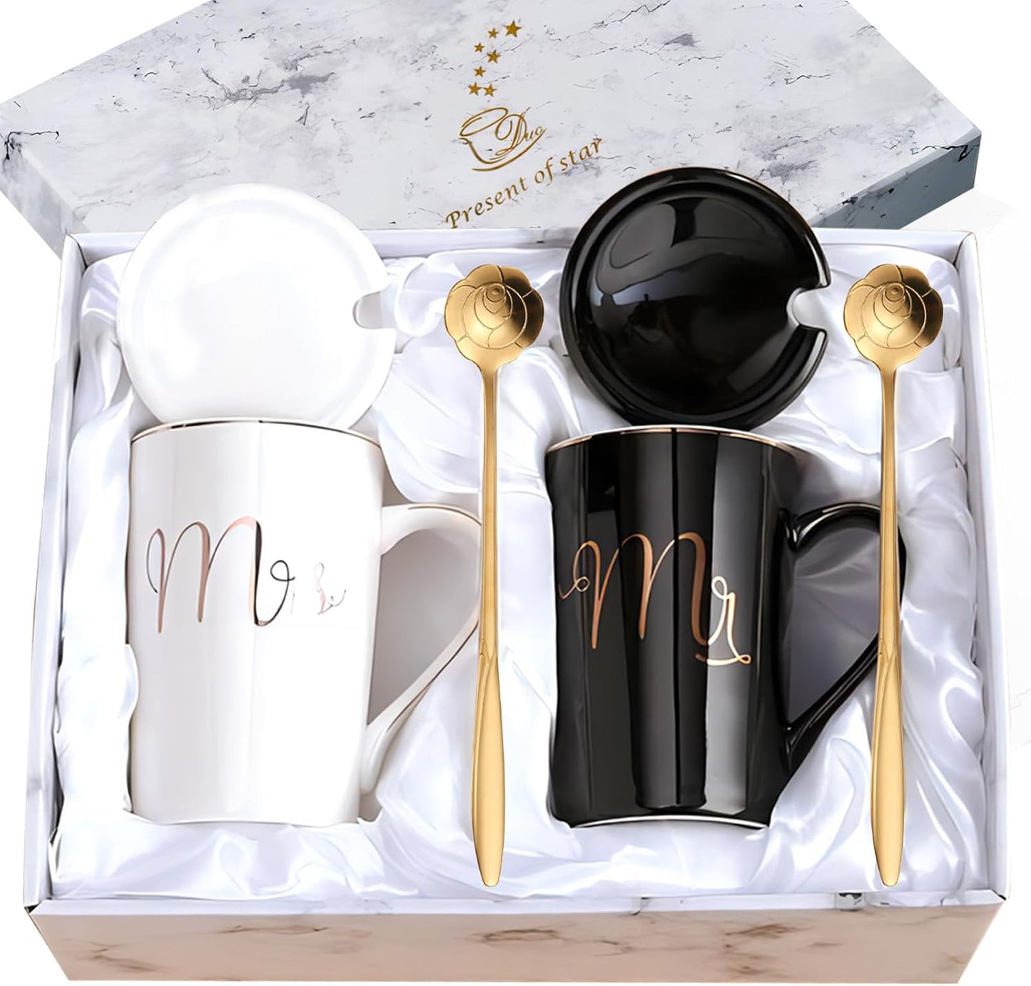 Wedding Gifts Engagement Newlyweds His Hers Bridal Shower Ideas Present for Bride Groom Parents Couples Mr Mrs Valentines Christmas Coffee Mugs Set 14oz