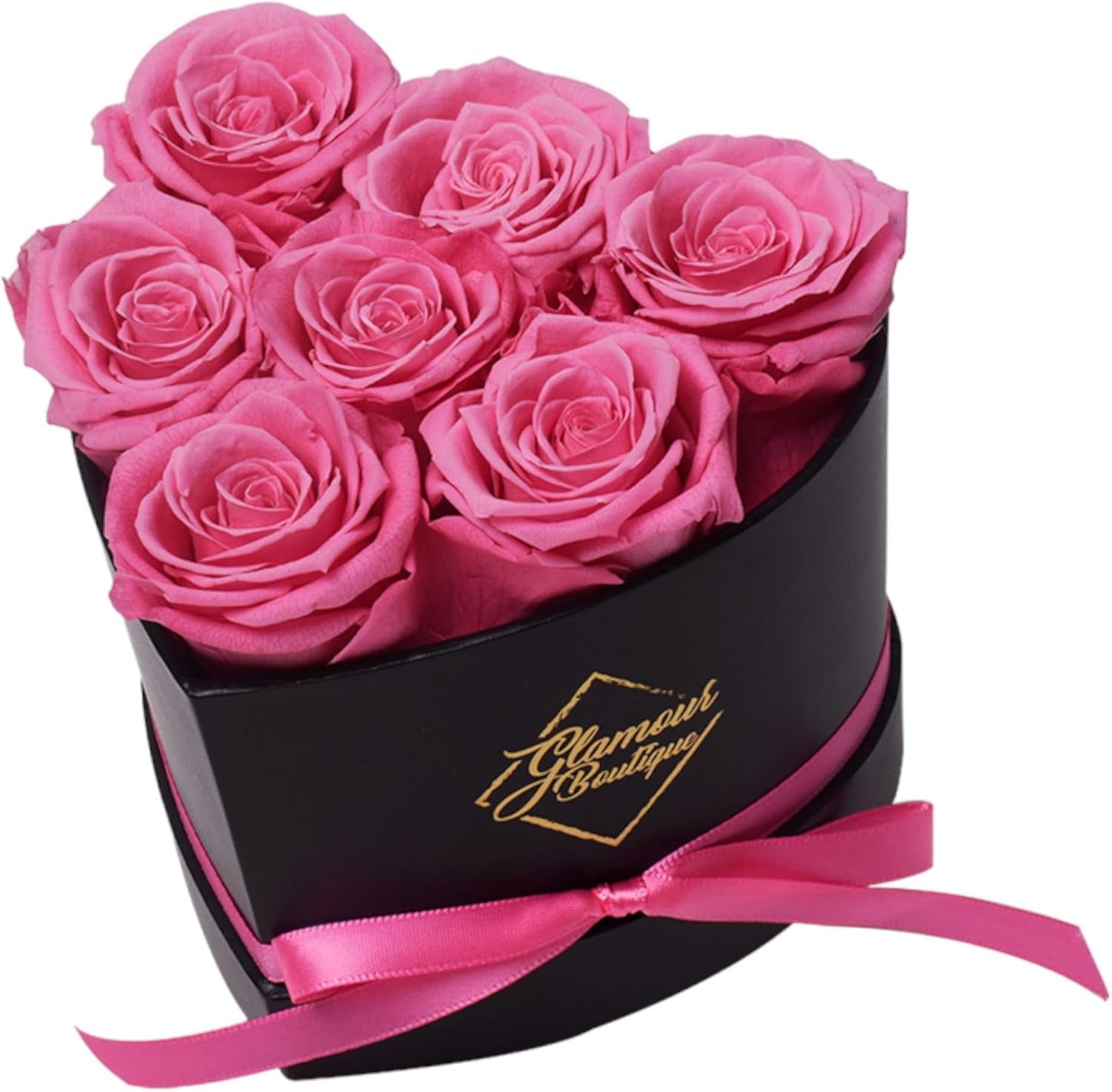 7 Flower Forever Heart Shape Box - Preserved Roses Gift for Her, Preserved Flowers, Pink
