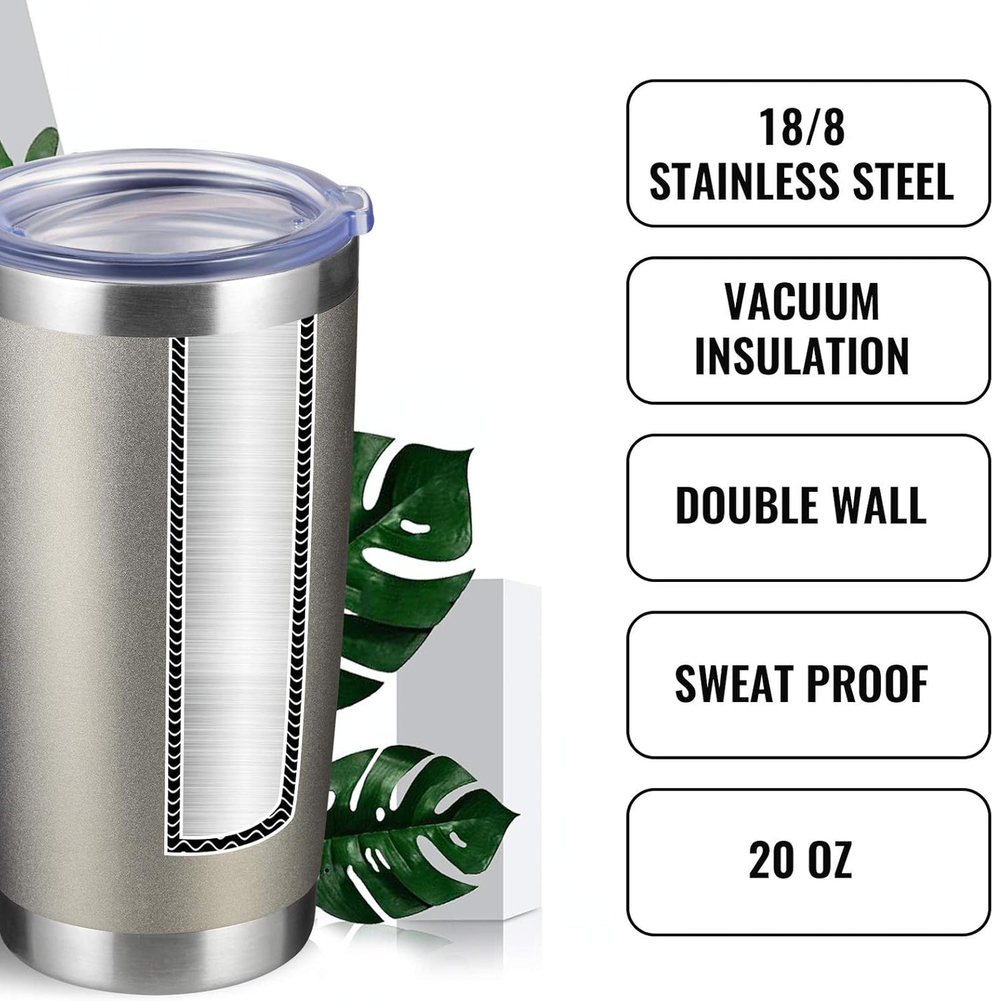 12 pack 20 OZ Double Wall Stainless Steel Vacuum Insulated Tumbler Coffee Travel Mug With Lid, Durable Powder Coated Insulated Coffee Cup for Cold & Hot Drinks (Gray, 12 pack)
