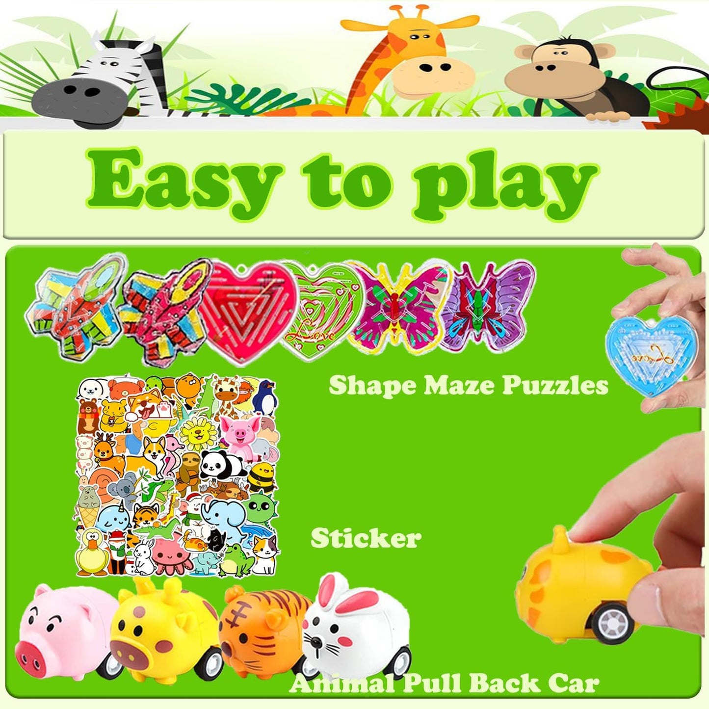 107 PCS Party Favors Toys, Treasure Box Toys for Classroom, Pop Fidget Toys Treasure Chest for Kids Prizes Classroom, Bulk Pinata Stuffers Goodie Bag Fillers for Kids 4-8
