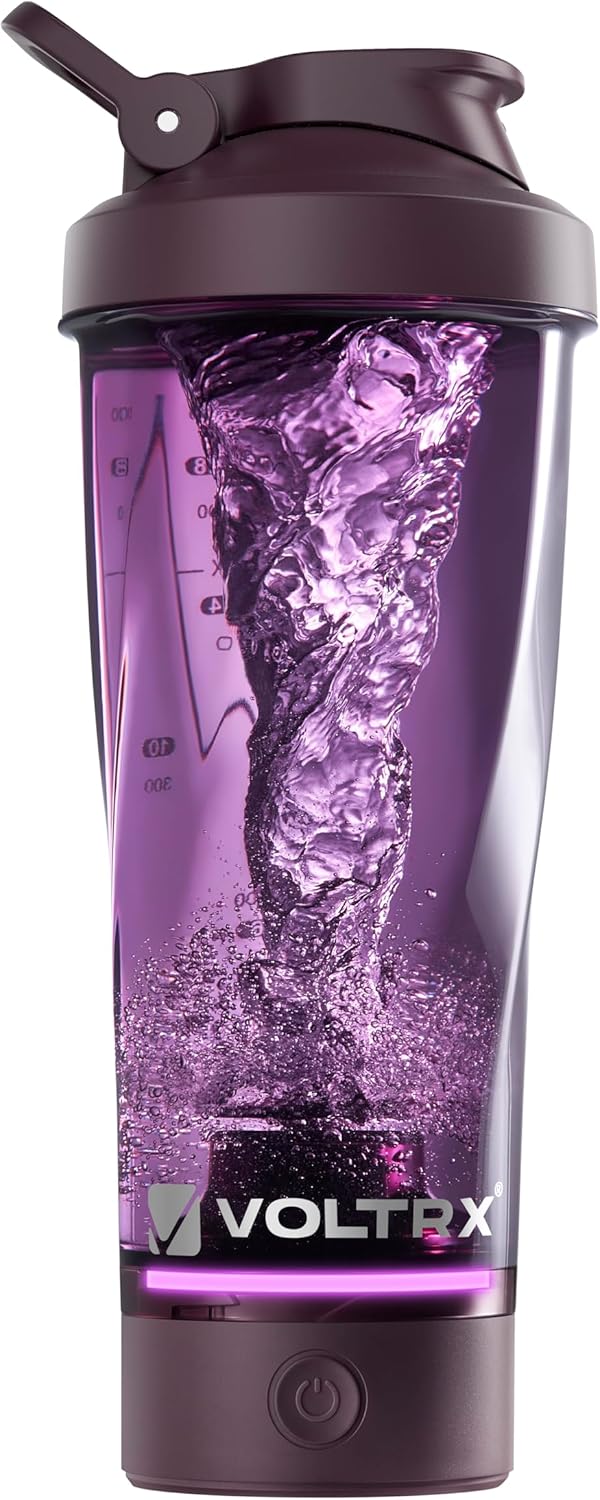 VOLTRX VortexBoost Electric Shaker Bottle, USB C Rechargeable Protein Shake Mixer, Shaker Cups for Protein Shakes and Meal Replacement Shakes, BPA-Free, Made with Tritan,Purple