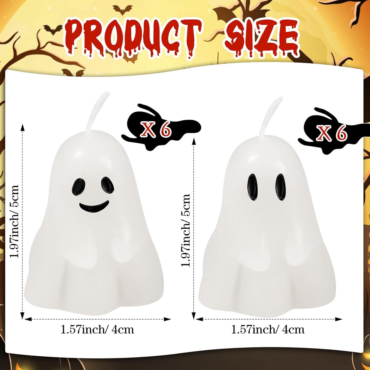 Nuanchu 12 Pcs Halloween Ghost Pumpkin Candle Fun Scented Thanksgiving Halloween Handmade Wax Fall Candles and Pumpkin Decor for Home(White,Ghost Style)