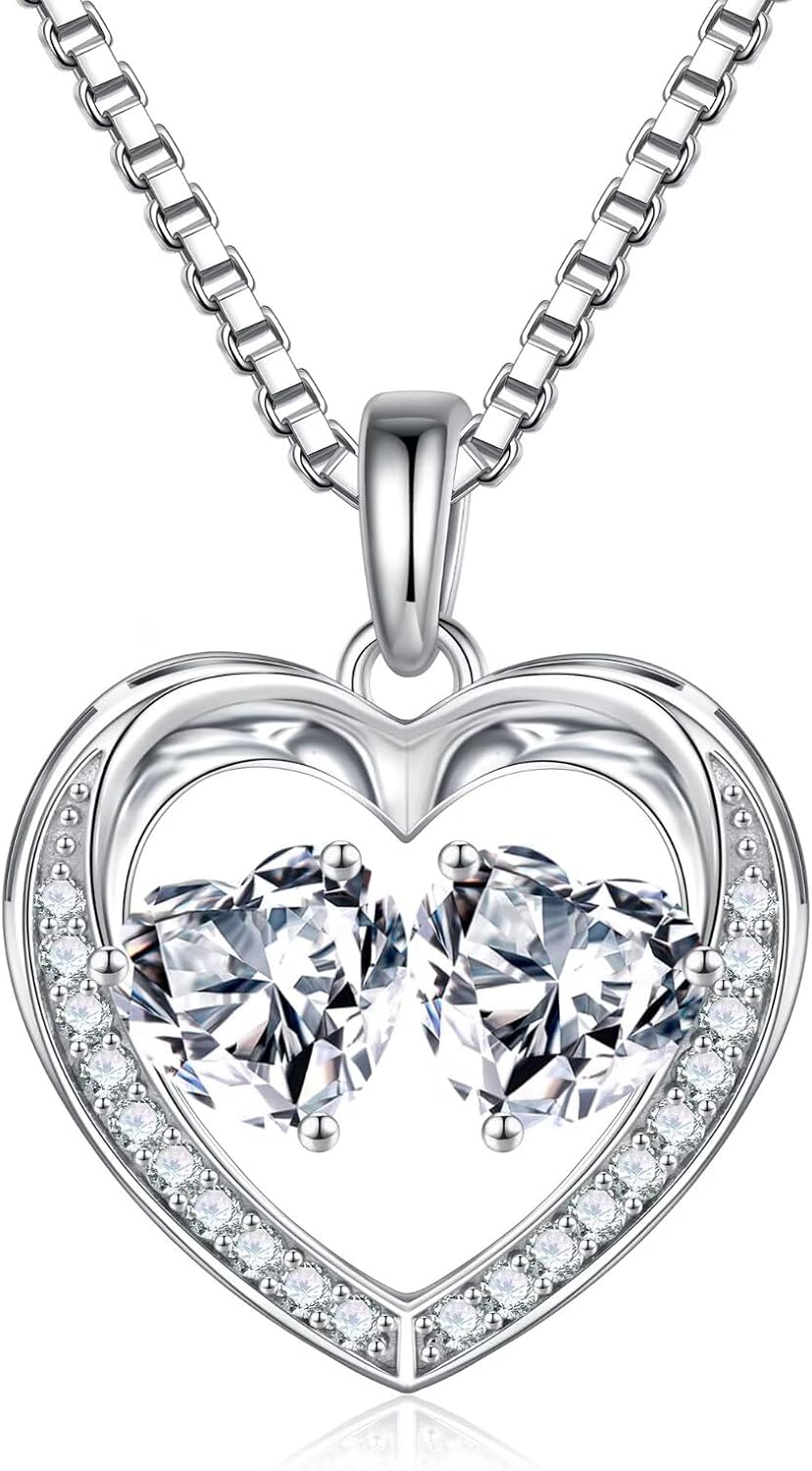 Iefil Birthstone Jewelry for Women - 925 Sterling Silver Birthstone Necklace, Anniversary Birthday Gifts for Women, Jewelry Gifts for Her Wife Mom Daughter