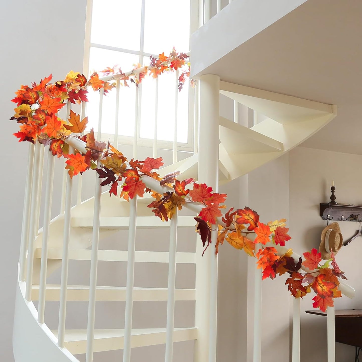Joyhalo 6 Pack Fall Garland, Maple Leaves Garland Indoor Outdoor Fall Decor,Hanging Maple Leaves for Mantle,Door Frame,Fireplace and Thanksgiving Decor