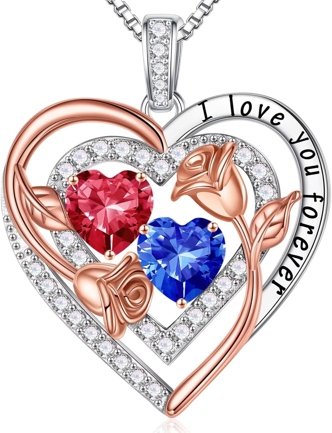 Iefil Birthstone Necklace for Women - Sterling Silver Birthstone Necklace Anniversary Birthday Gifts for Her Wife Mom Daughter