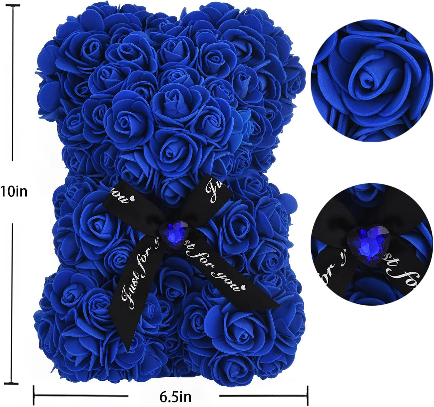 Artificial Rose Flower Bear,Perfect Romantic Gift for Her, Valentine's Mother's Day, Christmas, Birthday,Thanksgiving Party Anniversary Girl Friend Wife with Heart-Shaped Diamond,Sapphire Bule