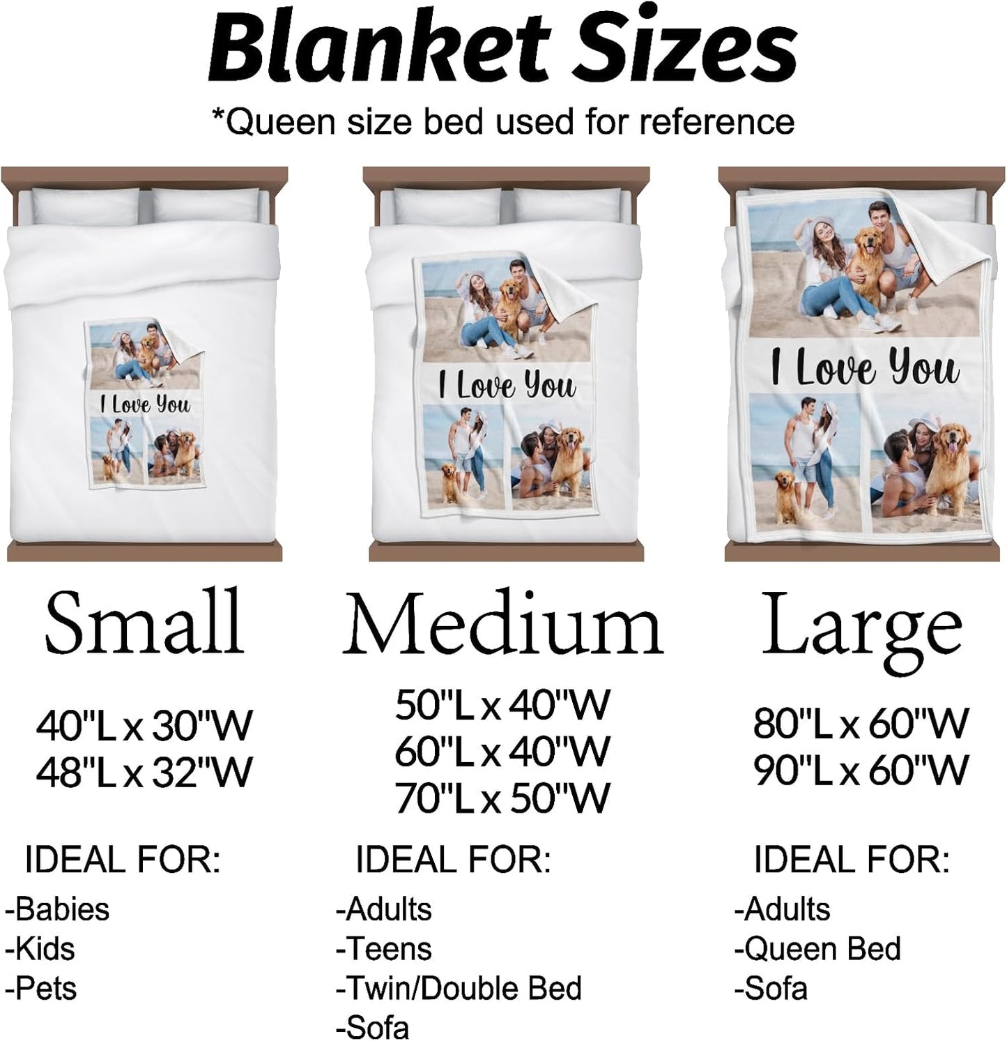 Personalized Photo Blankets, Customized Blankets with Pictures, Fleece Throw Blanket, 30x40 inches, Lightweight, Durable, Machine Wash, Unisex, Christmas Theme