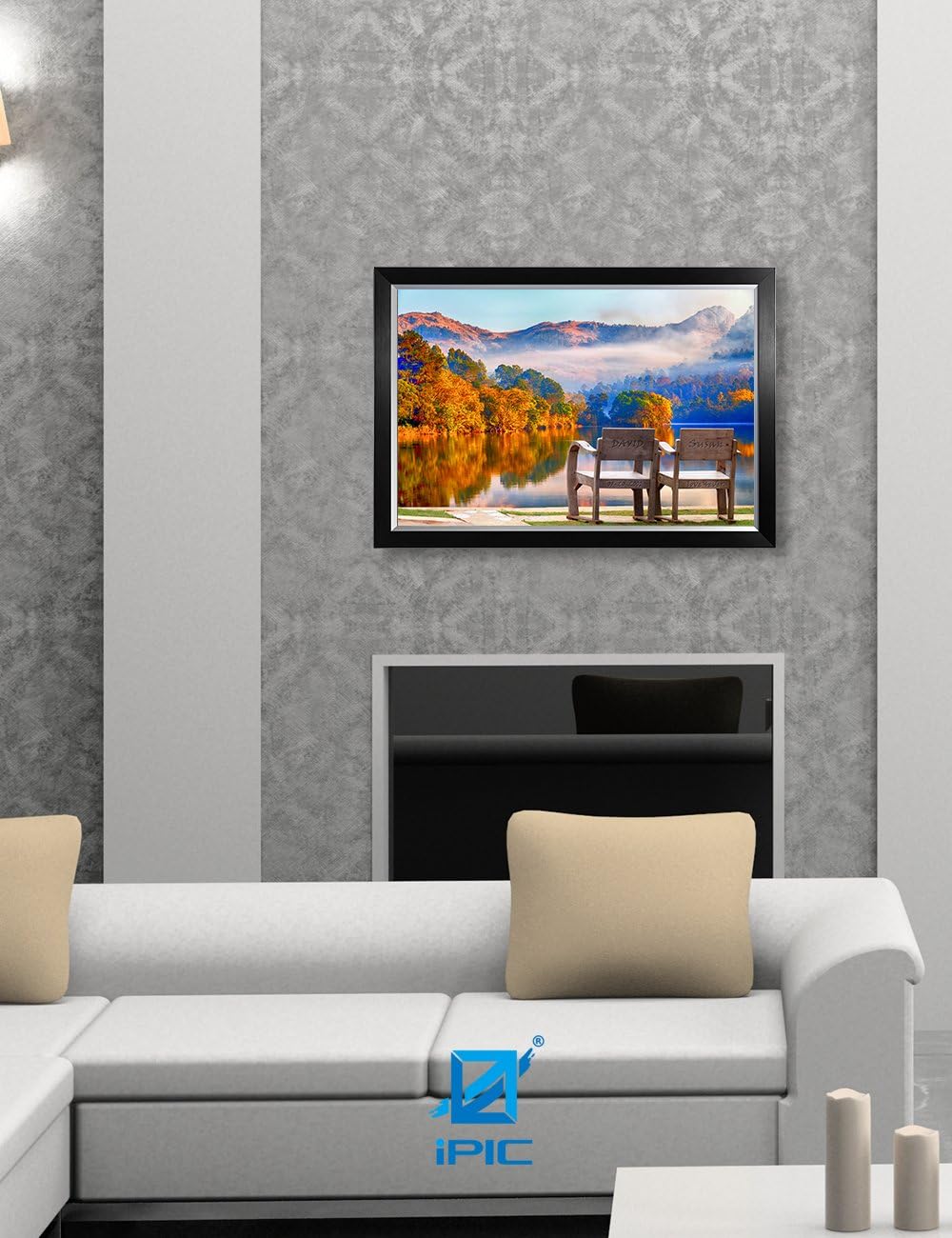 IPIC - Grow Old Together, Personalized Artwork with Names and Date on, Customized Gift for Anniversary,Wedding,Birthday and Holidays. Picture size: 30x20, Framed Size: 33x23
