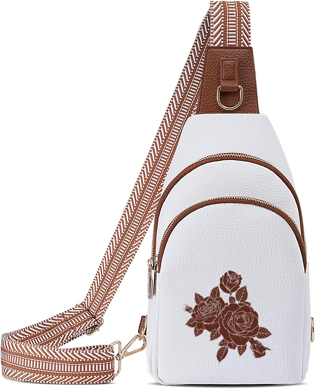 Crossbody Bag for Women Leather Sling Bags with Initial Letter Fanny Pack Chest Bag for Travel, Gift for Mom Wife