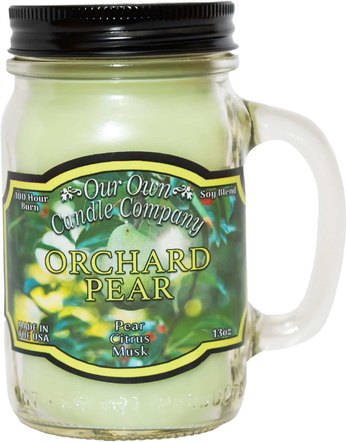 Our Own Candle Company, Orchard Pear Scented Mason Jar Candle, 100 Hour Burn Time, 13 Ounces