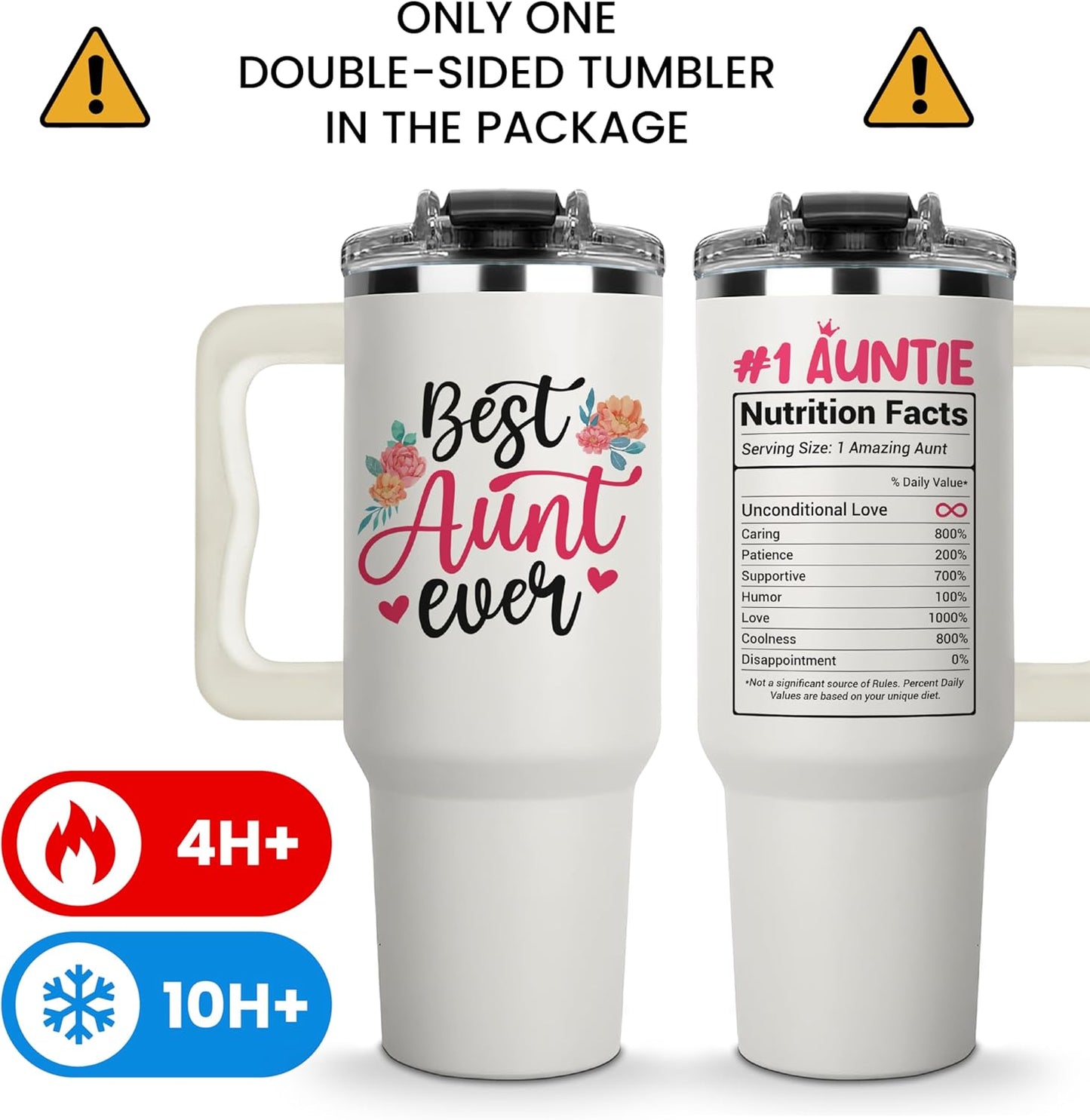 Vivulla68 Best Aunt Ever Tumbler 40Oz With Handle, Aunty Gifts from Niece Nephew, Best Auntie Ever Present, Aunty Cup, Funny Drinking Cups Ideas For Her, Gift for Auntie