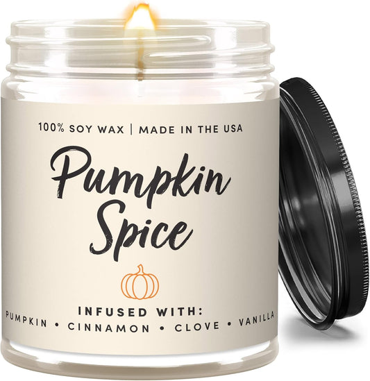Wax & Wit Pumpkin Spice Fall Candles for Home Scented – Vanilla, Pumpkin, Cinnamon, Clove – Perfect Home Décor Gifts for Autumn, Holiday, Christmas, Winter - 9oz, Soy Wax, 50 Hour Burn