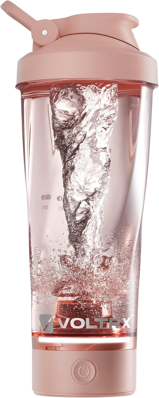 VOLTRX VortexBoost Electric Shaker Bottle, USB C Rechargeable Protein Shake Mixer, Shaker Cups for Protein Shakes and Meal Replacement Shakes, BPA-Free, Made with Tritan, Pink