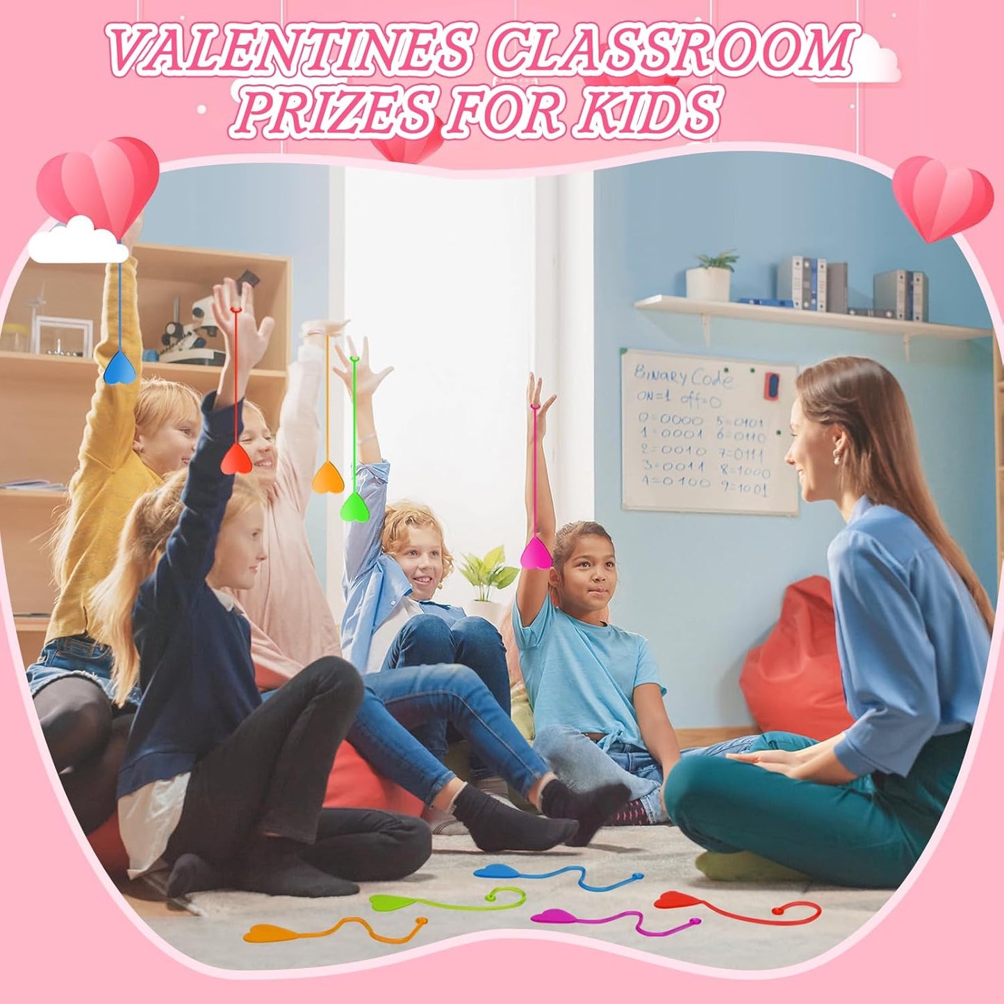 Valentines Sticky Hands Bulk 48PCS Valentines Day Gifts for Kids Classroom Prizes Valentines Party Favors for Kids Stretchy Heart Sticky Hand Toy Valentines Day Goodie Bag Stuffers Kid Party Supplies
