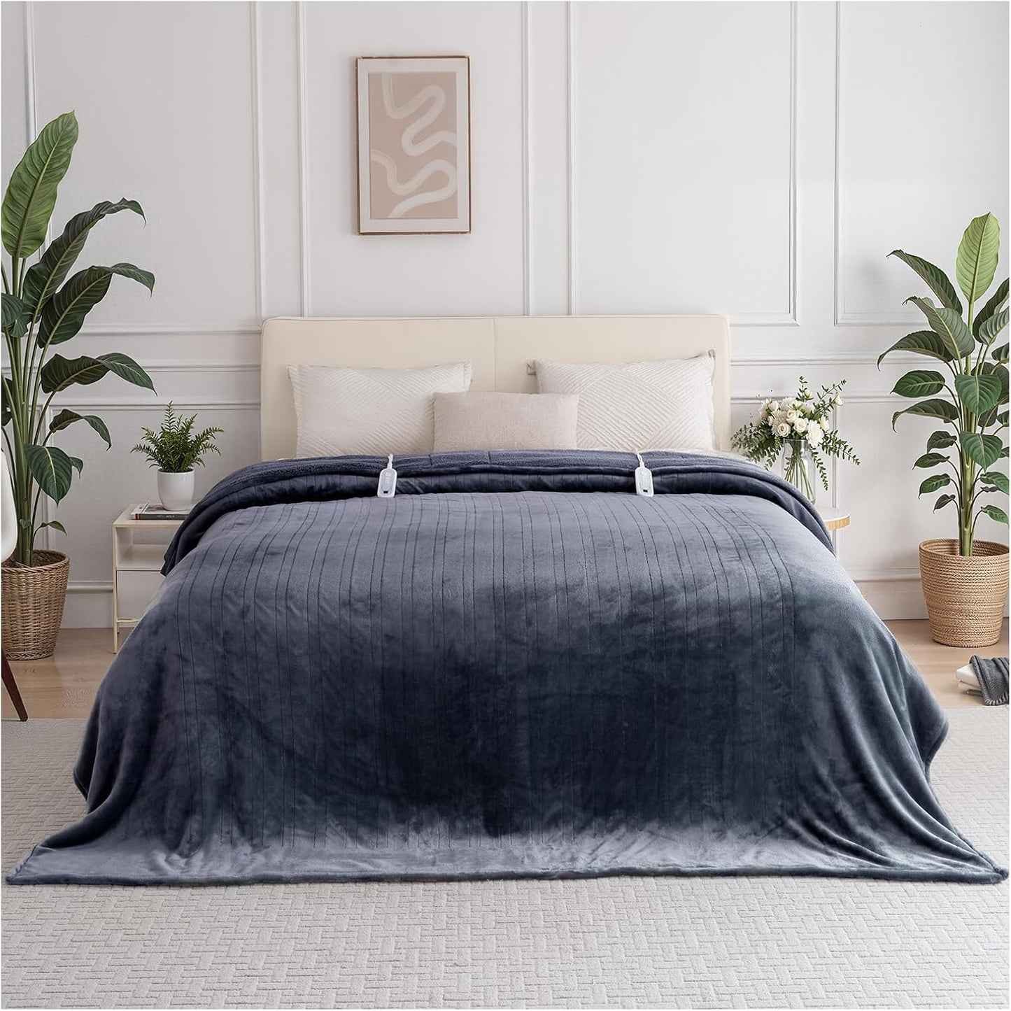 Heated Blanket Electric Queen Size 84"x90" with Dual Controls, Heating Blanket with Flannel & Sherpa for Bed, 8 Heat Levels & 10 Hours Auto Off, Full Body, Couch, Home Use, Machine Washable, Warm Gift