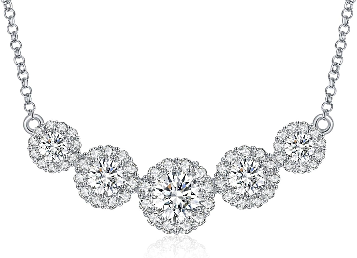 Smile Pendant Necklace for Women Moissanite Lab-Created Gem Jewelry for Women I Love You Wedding Anniversary Birthday Christmas Valentine Engagements Mothers Day for Wife Her Girlfriend Mom Daughter