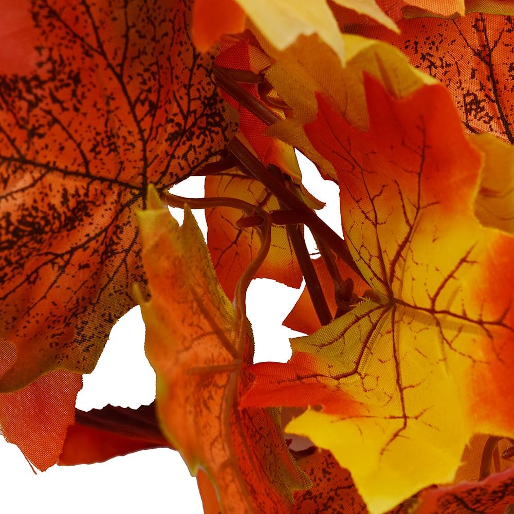 3pack Fall Garland Maple Leaf Garlands 5.9Ft/Piece Fall Maple Leaves Garland Hanging Vine Garlands Artificial Autumn Foliage Thanksgiving Christmas Decor (3, Orange)