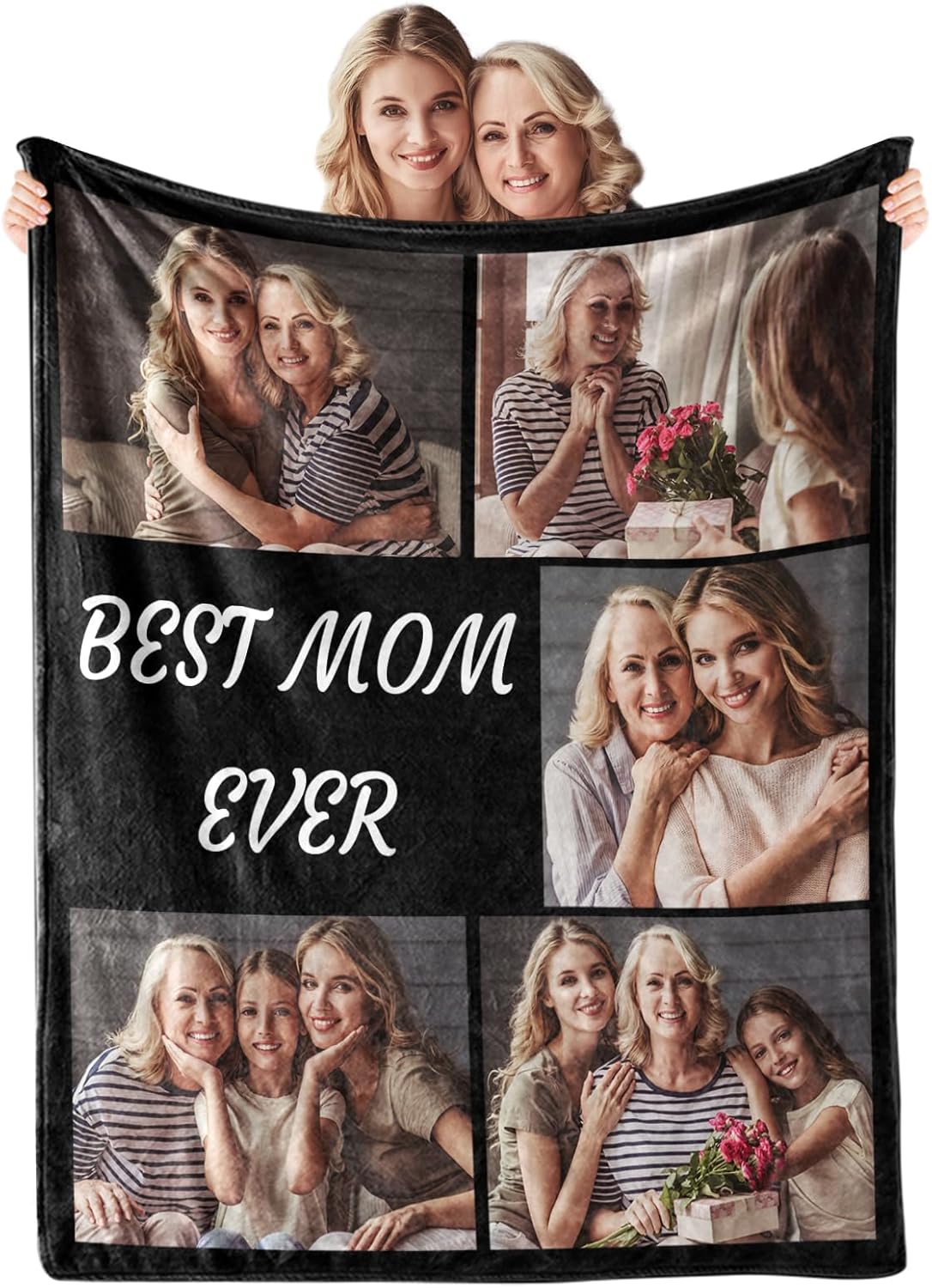 Mothers Day Blanket Gifts for Mom,Custom Blanket with Picture Text Personalized Photo Throw Blanket Customized New Moms Gift from Daughter Son Husband, Birthday Gift for Wife Grandma Grandmother Women