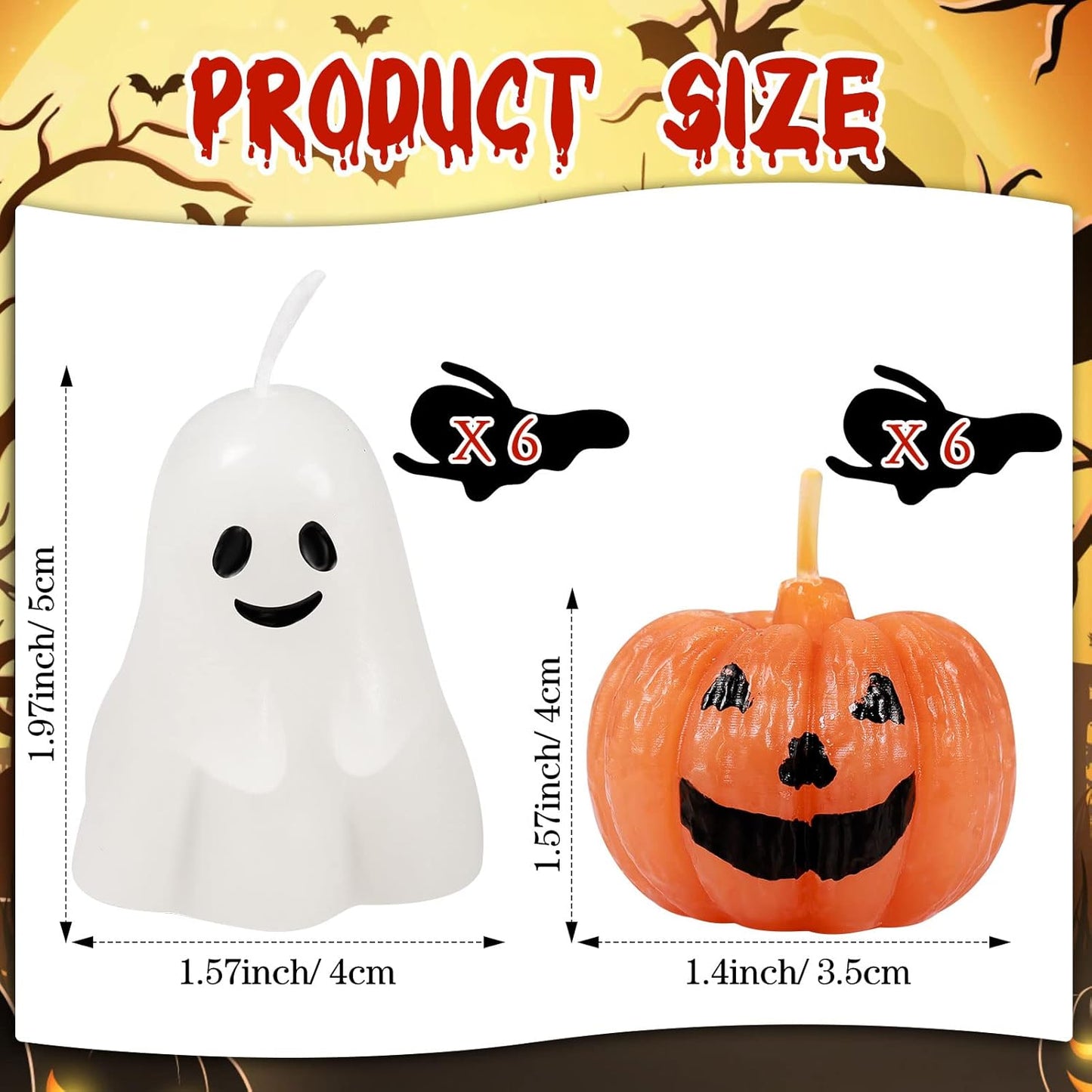 Nuanchu 12 Pcs Halloween Ghost Pumpkin Candle Fun Scented Thanksgiving Halloween Handmade Wax Fall Candles and Pumpkin Decor for Home(White, Orange,Ghost, Pumpkin)