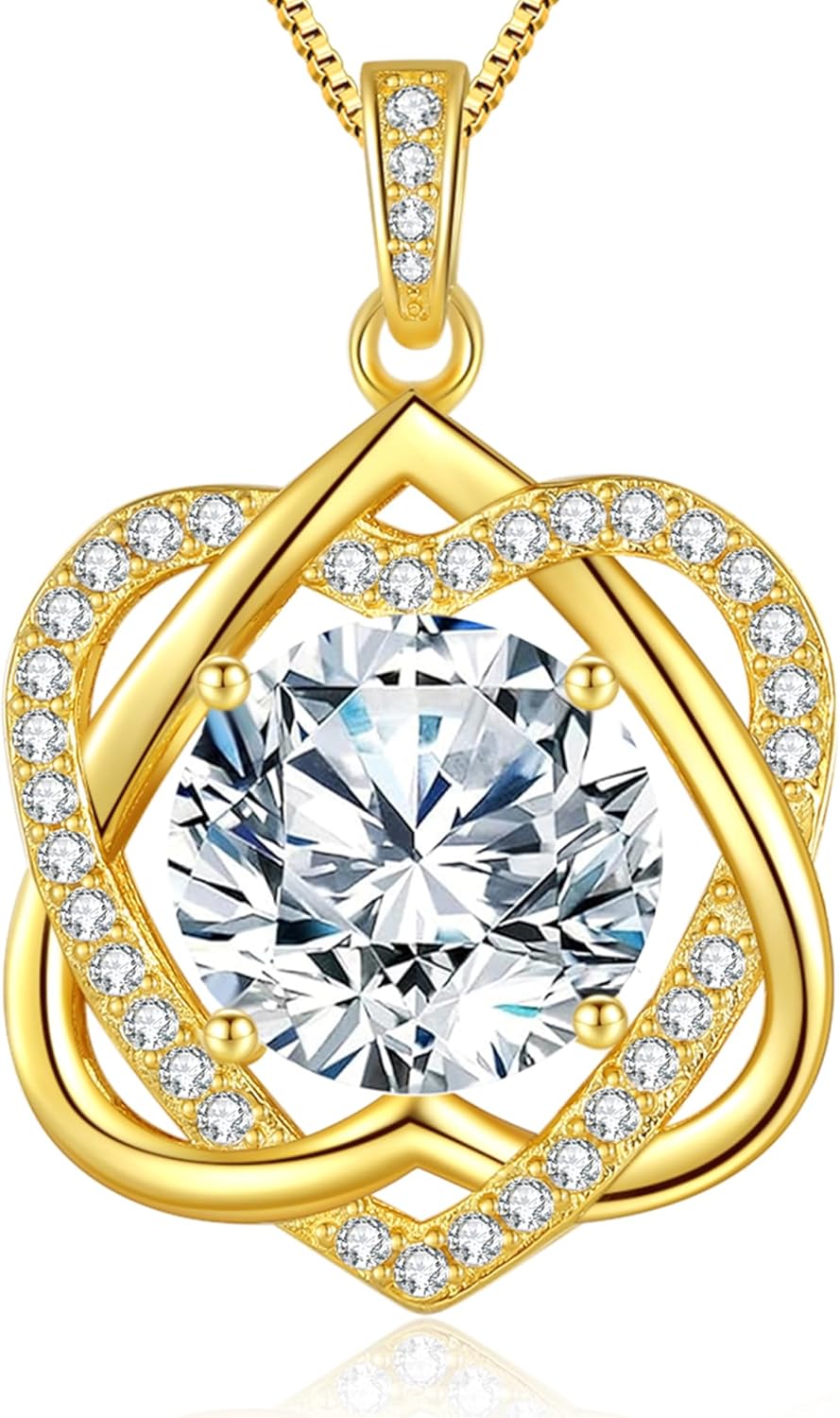 InfinityLove Heart Pendant Necklaces for Women, 2-5 Carat Moissanite Heart Necklace, Anniversary Birthday Christmas Valentine Engagements Mothers Day Jewelry for Wife Her Girlfriend Mom Daughter