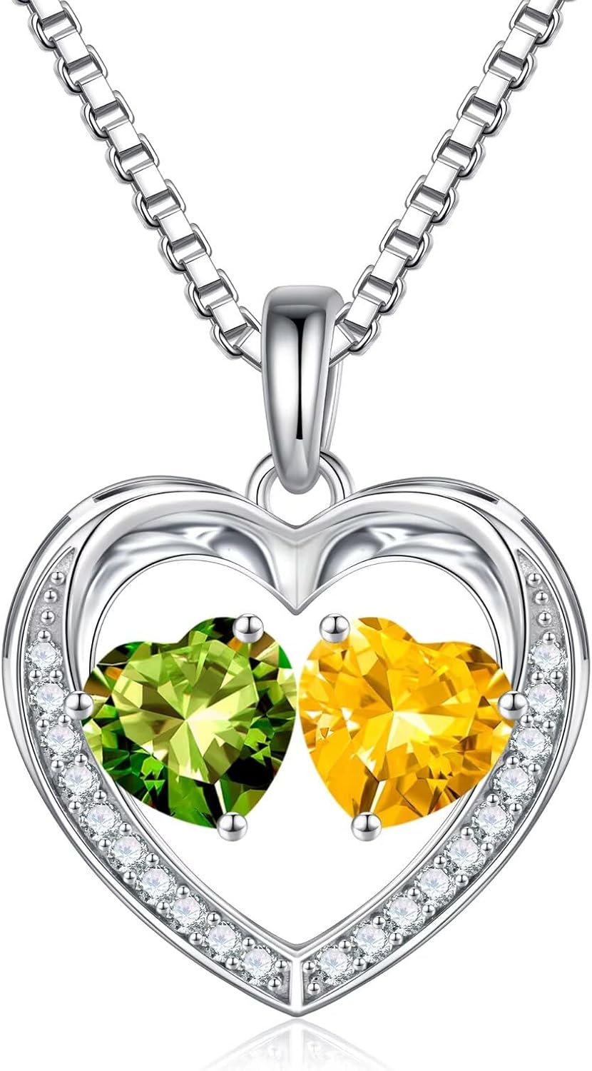 Iefil Birthstone Jewelry for Women - 925 Sterling Silver Birthstone Necklace, Anniversary Birthday Gifts for Women, Jewelry Gifts for Her Wife Mom Daughter