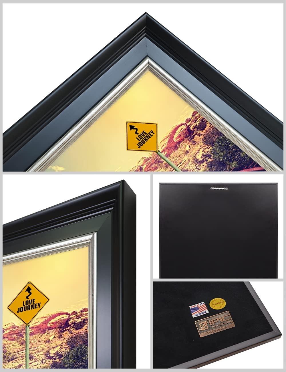 IPIC - Love Journey Personalized Framed Wall Art with Names and Date on, Giclee Prints Framed with Solid Wood, Custom Memorial Gifts for Wedding Anniversary. Total Size: 27.25" W x 19.25" H