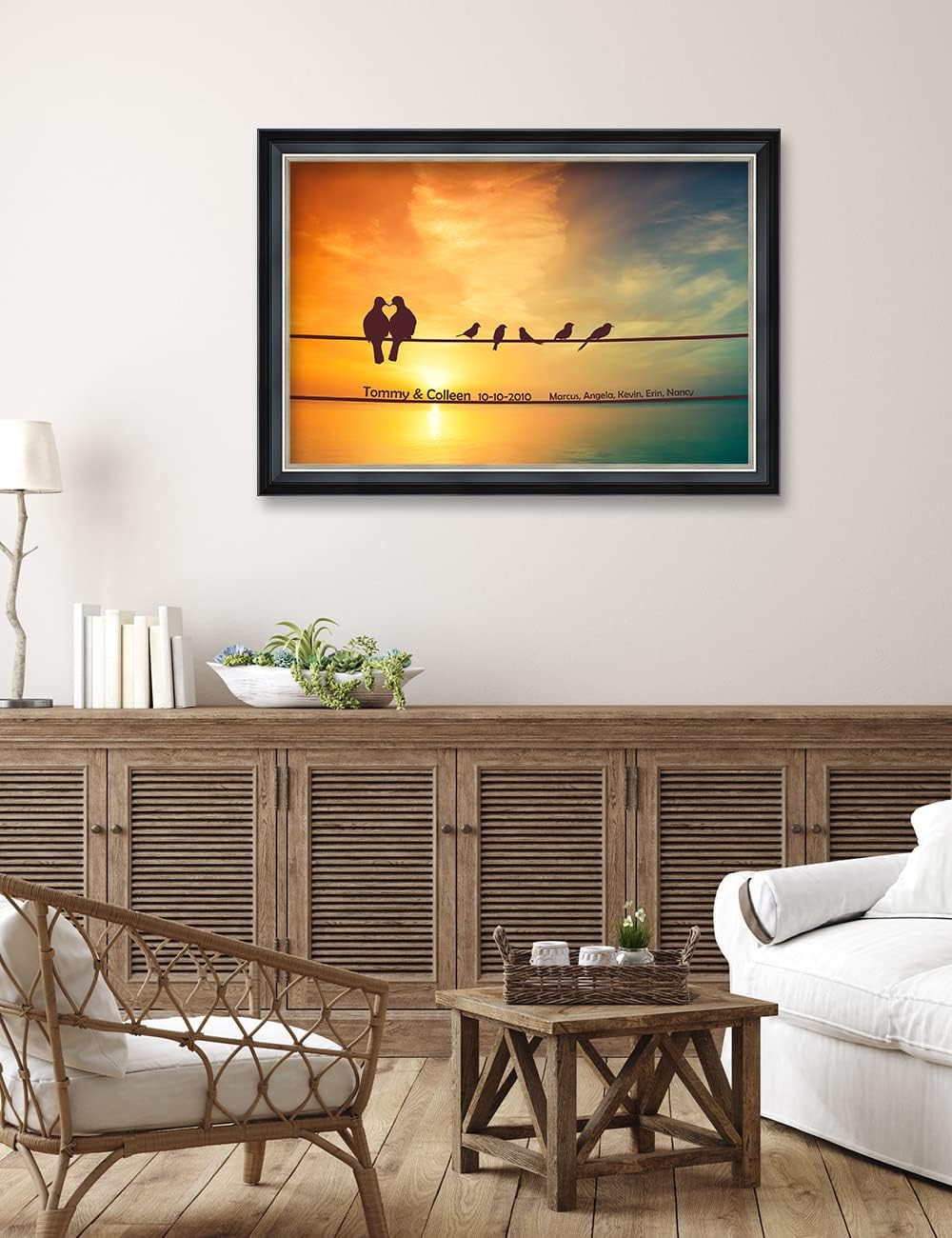 IPIC - We are Family, Personalized Ideal Gift Custom Framed Wall Art with Names and Date, Giclee Prints with Solid Wood Frame, Unique and Memorable Present. Wall Art for Home Decor.