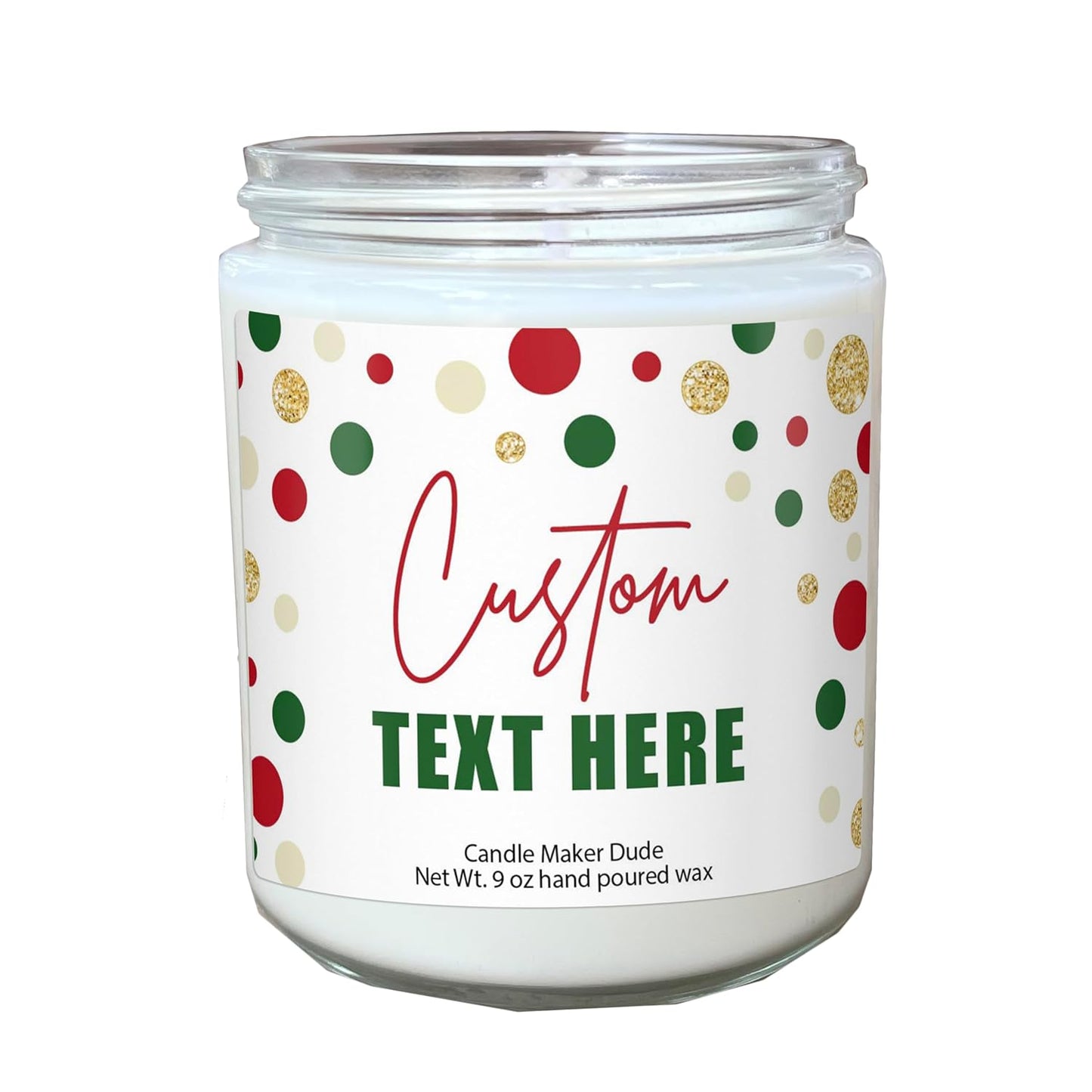 Candle Maker Dude Custom Create Your Own Candle - Personalized 100% Soy Wax Scented Candle With Your Wording - Perfect Gift Idea (Christmas Dots)