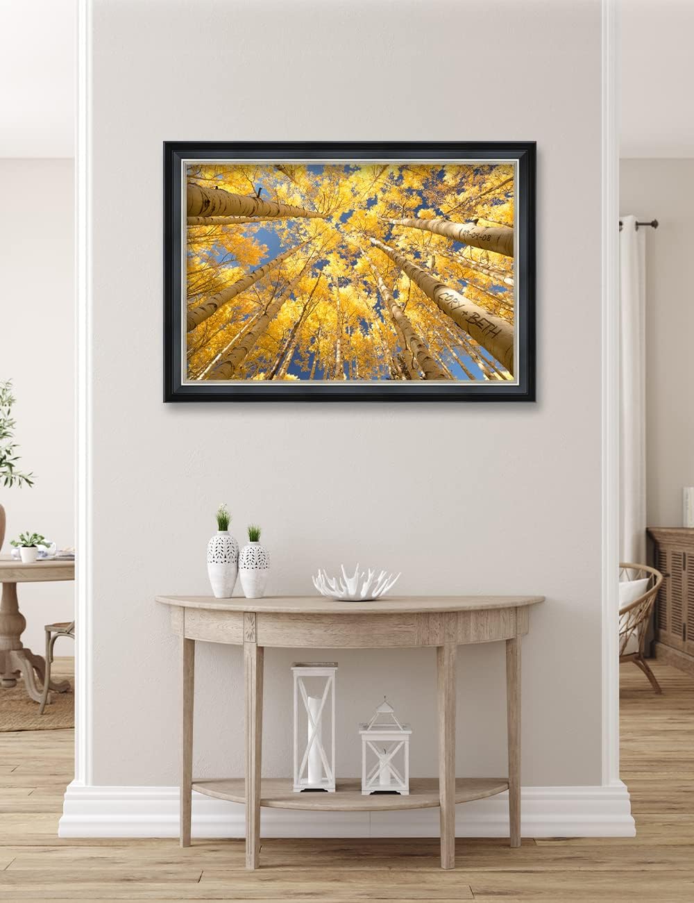 IPIC - Fall in Love, Personalized Ideal Gift Custom Framed Wall Art with Names and Date, Giclee Prints with Solid Wood Frame, Unique and Memorable Present. Wall Art for Home Decor.