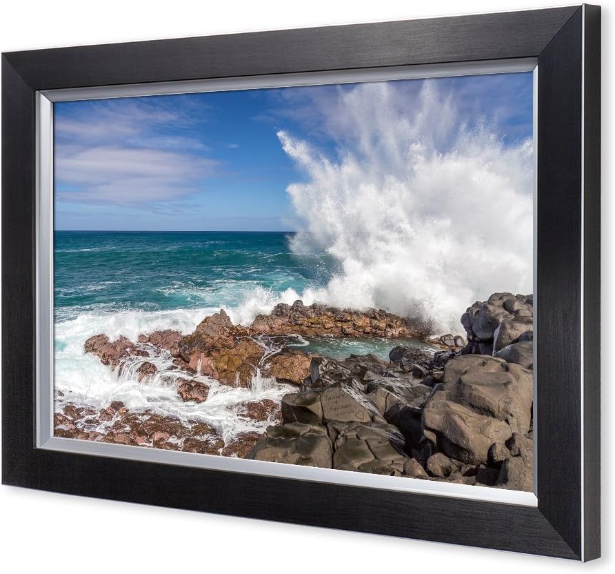 IPIC - Waves Crashing at Queen's Bath, Kauai, Hawaii. Personalized Artwork with Names and Date on, Customized Gift for Anniversary,Wedding,Birthday and Holidays. Framed size: 21x15