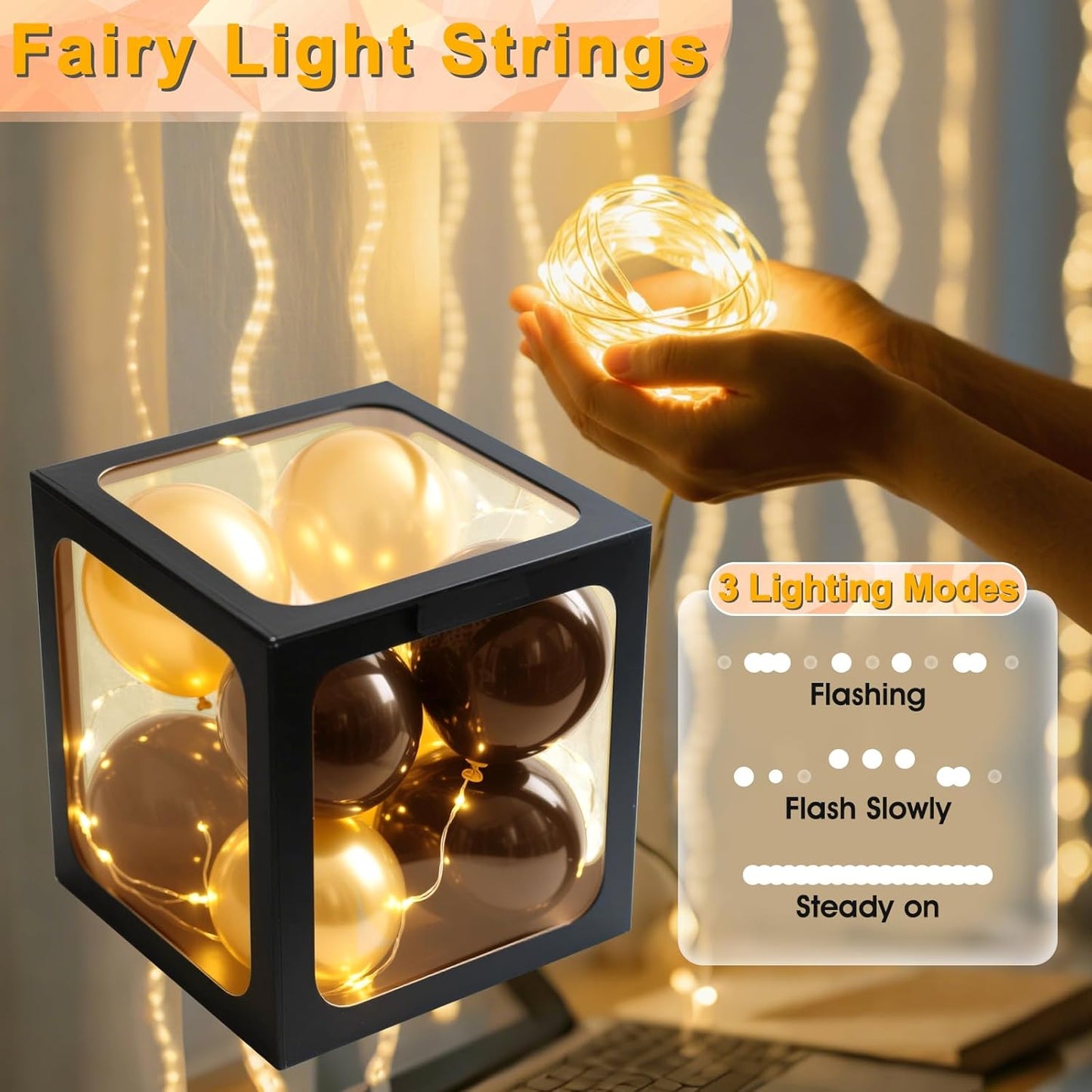 Ledido Baby Boxes with Letters for Baby Shower Decorations, 4 Pcs Transparent Balloon Boxes Blocks with Fairy String Lights, Clear Balloon Boxes for Boy Girl Gender Reveal Party Backdrop (Black)