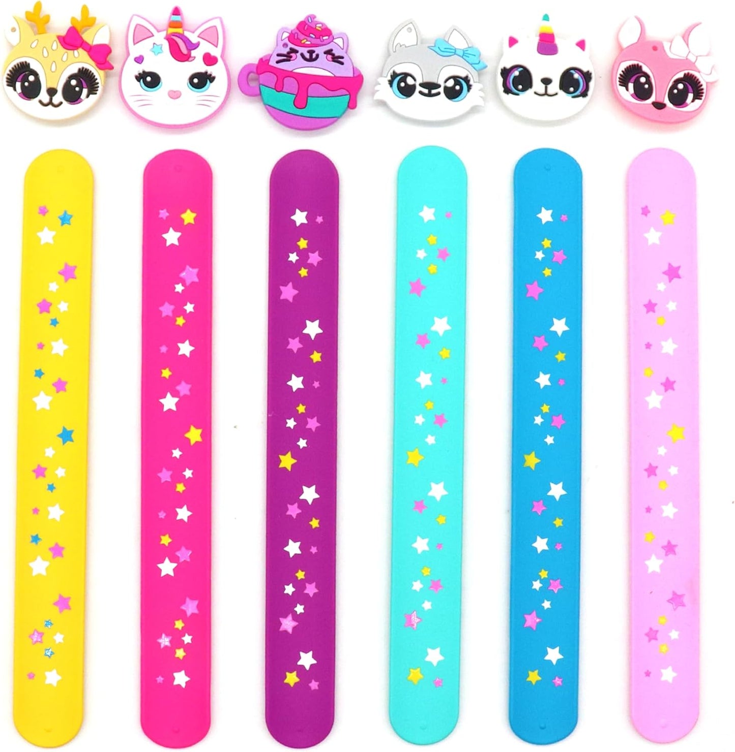 LOCHSOEL Cat Slap Bracelets for Kids- Silicone Wristbands Adjustable Party Favors, Classroom Prizes, Carnival Games - Birthday Gifts for Boys & Girls(6Pack)