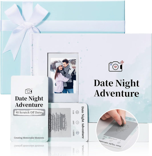 40 Date Ideas for Couples, Unique Scratch Off Date Night Games with Adventure Keepsake Album Book,Romantic Couple Gifts for Him Boyfriend Anniversaries, Newlywed Wedding Gifts for Bride Wife Husband