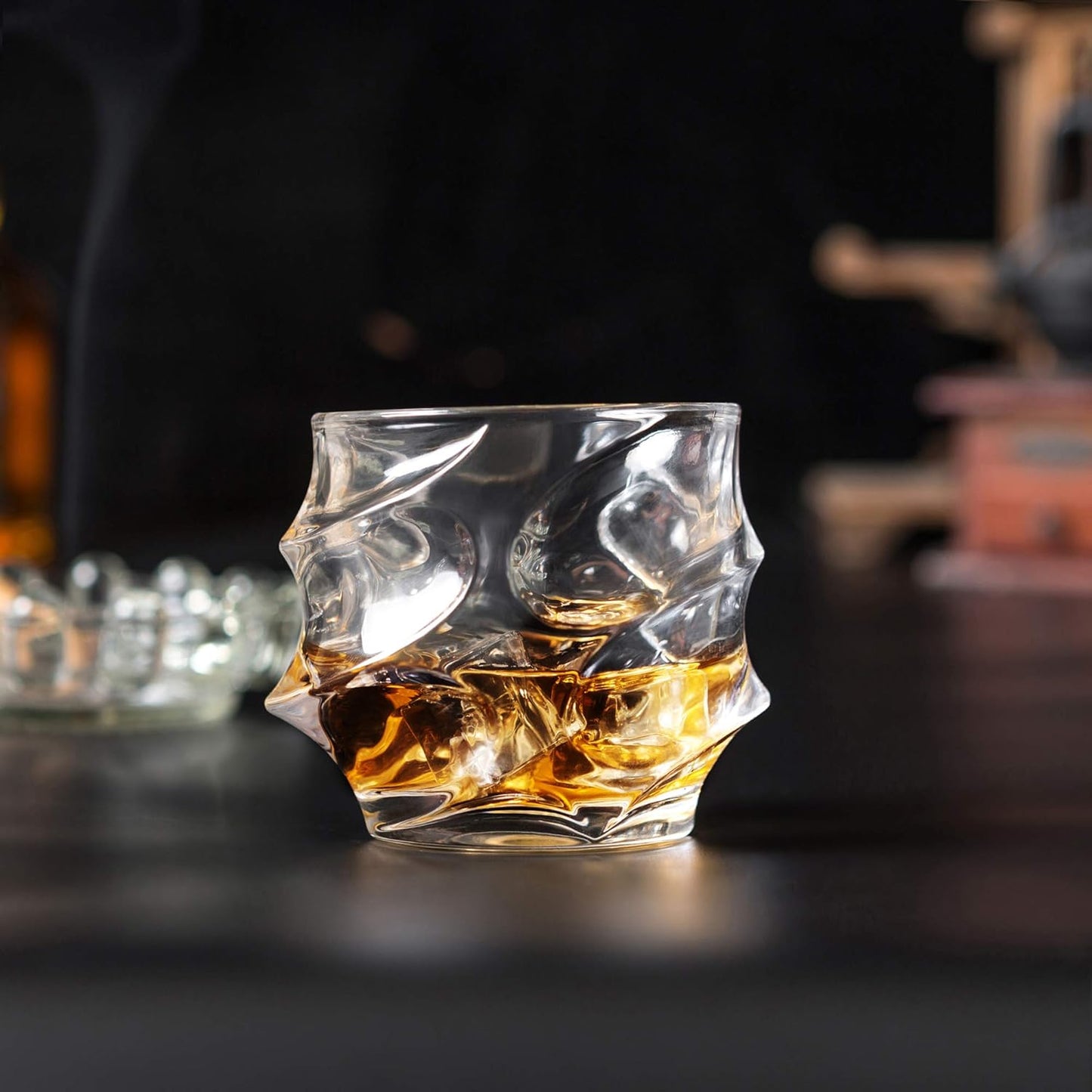 KANARS Whiskey Glass 11 Oz, Set of 2 Crystal Rock Glasses for Scotch Bourbon Snifter Brandy Irish Whisky, Unique Liquor Tumblers for Men Dad Gift