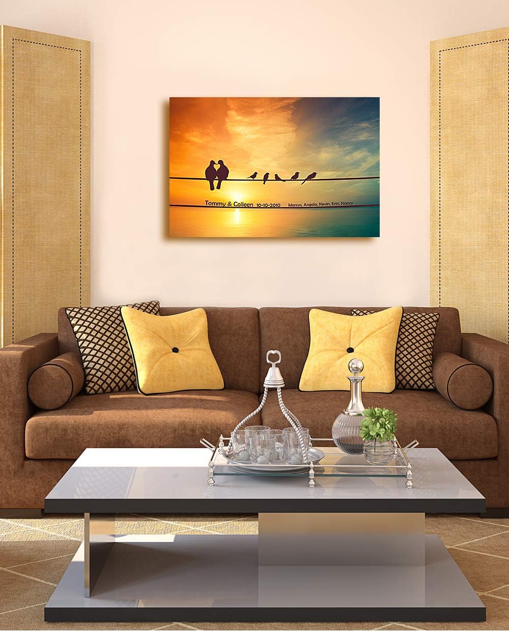 IPIC - We Are Family Personalized Artwork with Names, Customized Gift for Anniversary, Giclee Canvas Wall Art. 24x16