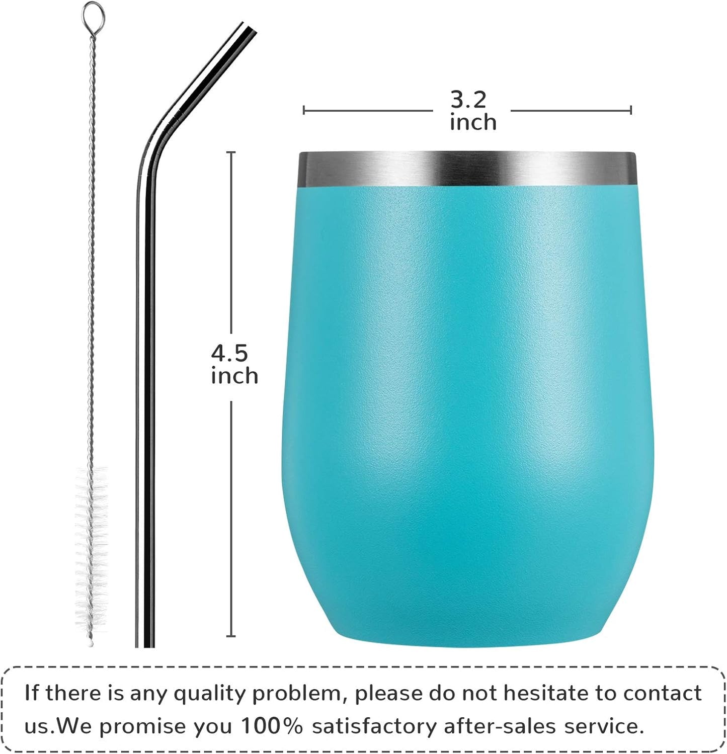 MEWAY 12oz Wine Tumbler 16 Pack Bulk Gifts for Women,Double Wall Vacuum Stainless Steel Travel Mug with Lid,Insulated Stemless Wine Cup Glass for Coffee,Cocktails(Turquoise,Set of 16)