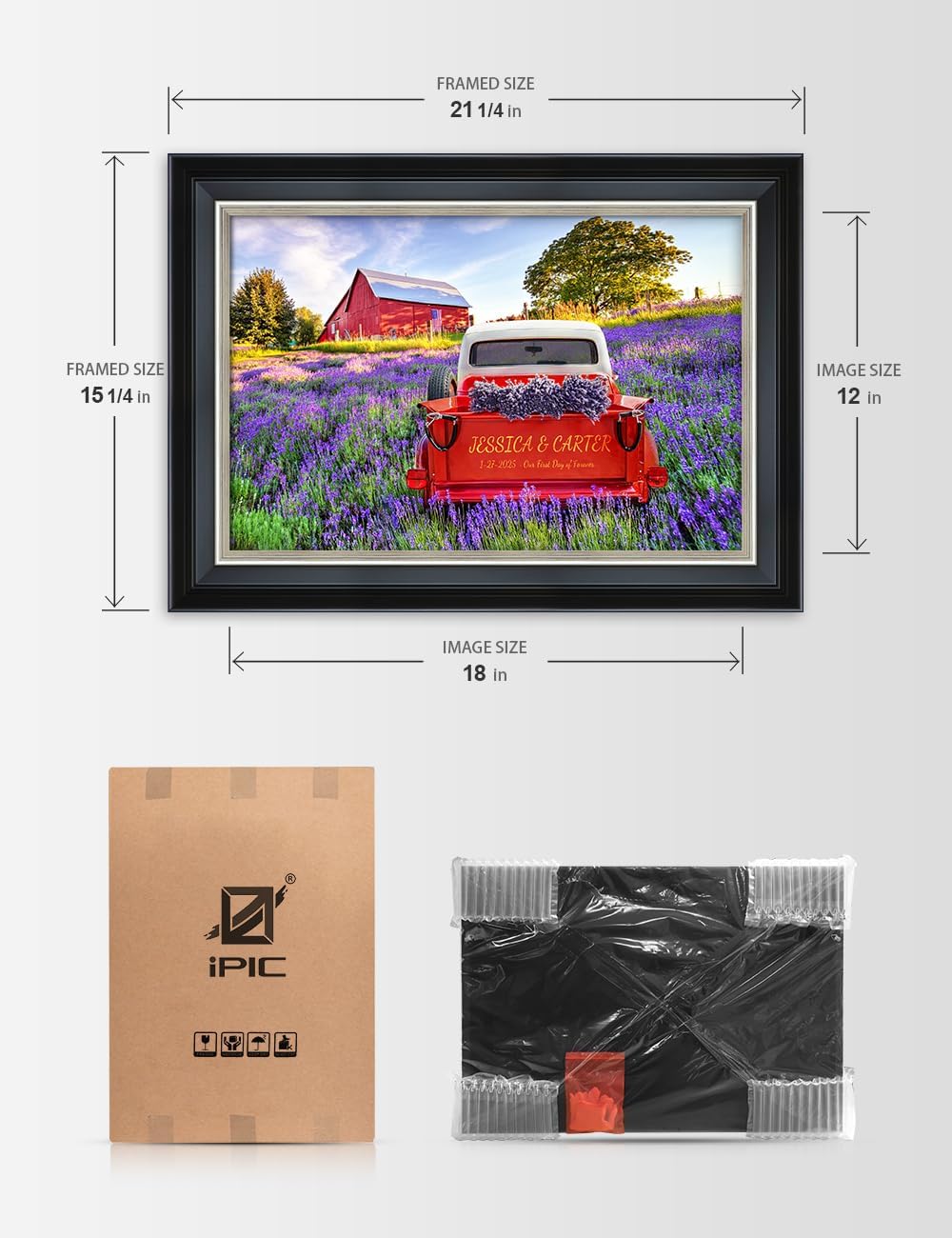 IPIC - Timeless Love Through the Seasons, Spring, Personalized Framed Wall Art with Names, Romantic Gift for the Partner, Custom Artwork with Solid Wood Frame for Couples' Bedroom or Living Room