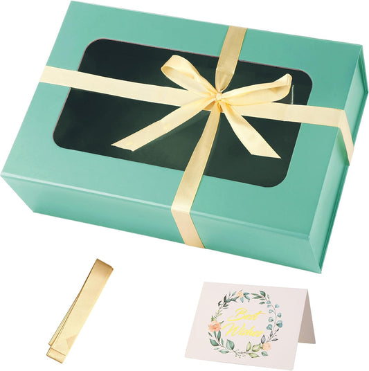 Light Green Large Gift Box with Window, 13.5"x9"x4.3" Bridesmaid Boxe for Gifts Giving,Birthday Gift Boxes with Magnetic,Closure Lid Gifts Box for Presents,Cute Boxe,Luxury for Gift Packaging
