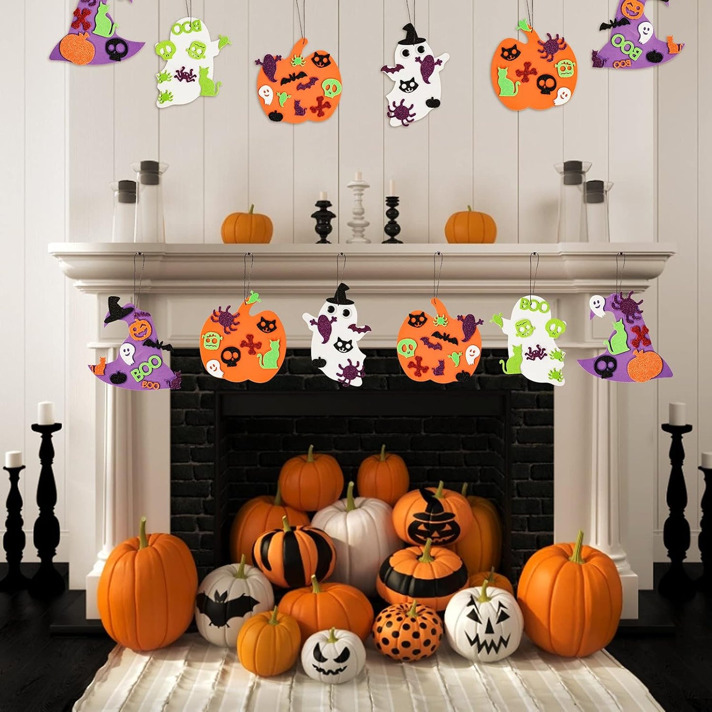 Max Fun 302PCS Halloween Crafts for Kids - Foam Pumpkins, Stickers, Ghost & Witch Hat Decorations for Kids Party Favors & Activities