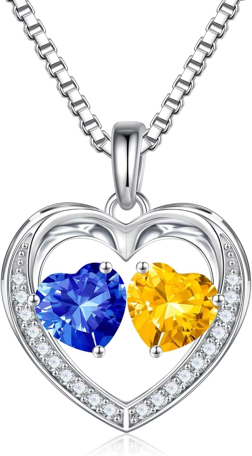 Iefil Birthstone Jewelry for Women - 925 Sterling Silver Birthstone Necklace, Anniversary Birthday Gifts for Women, Jewelry Gifts for Her Wife Mom Daughter