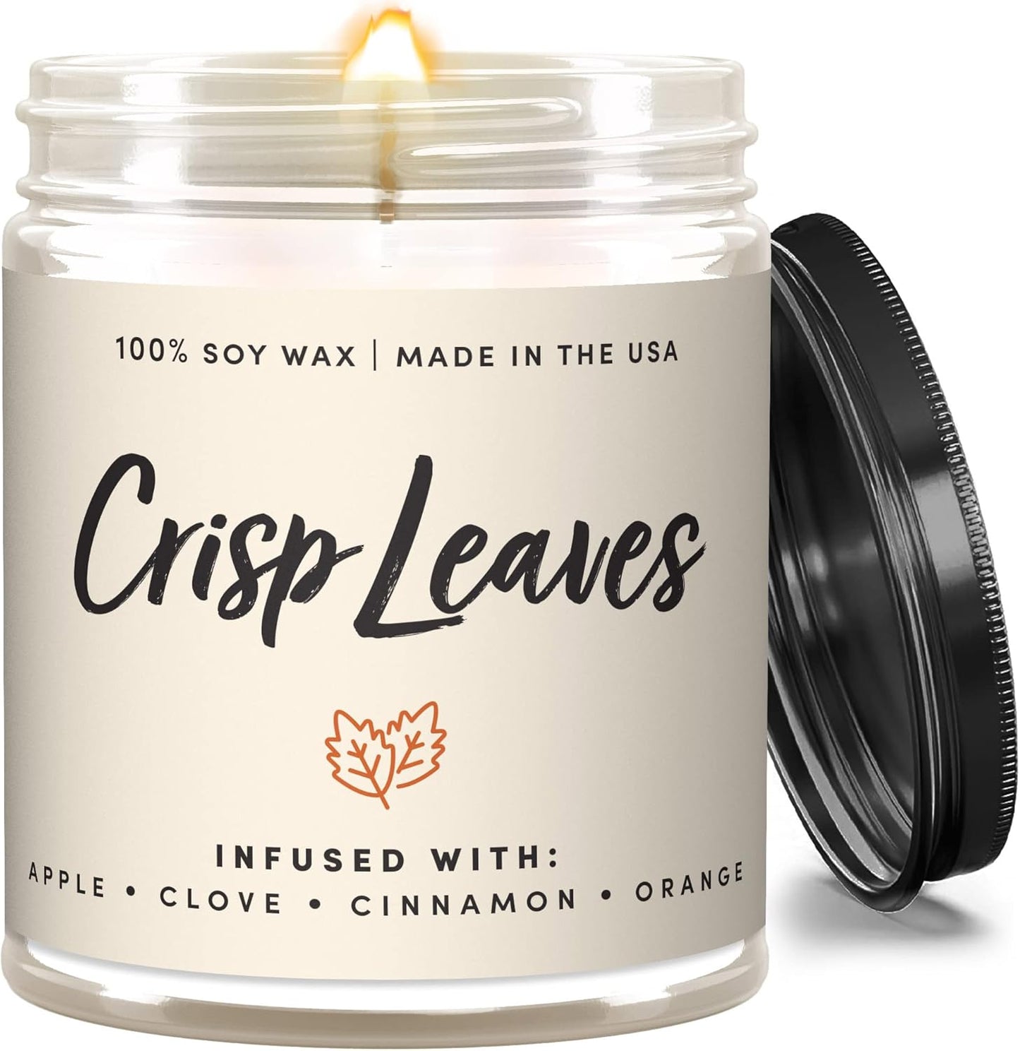 Wax & Wit Fall Candles for Home Scented – Apple, Cinnamon, Clove, Orange – Perfect Home Décor Gifts for Autumn, Holiday, Christmas, Winter - 9oz, Soy Wax, 50 Hour Burn